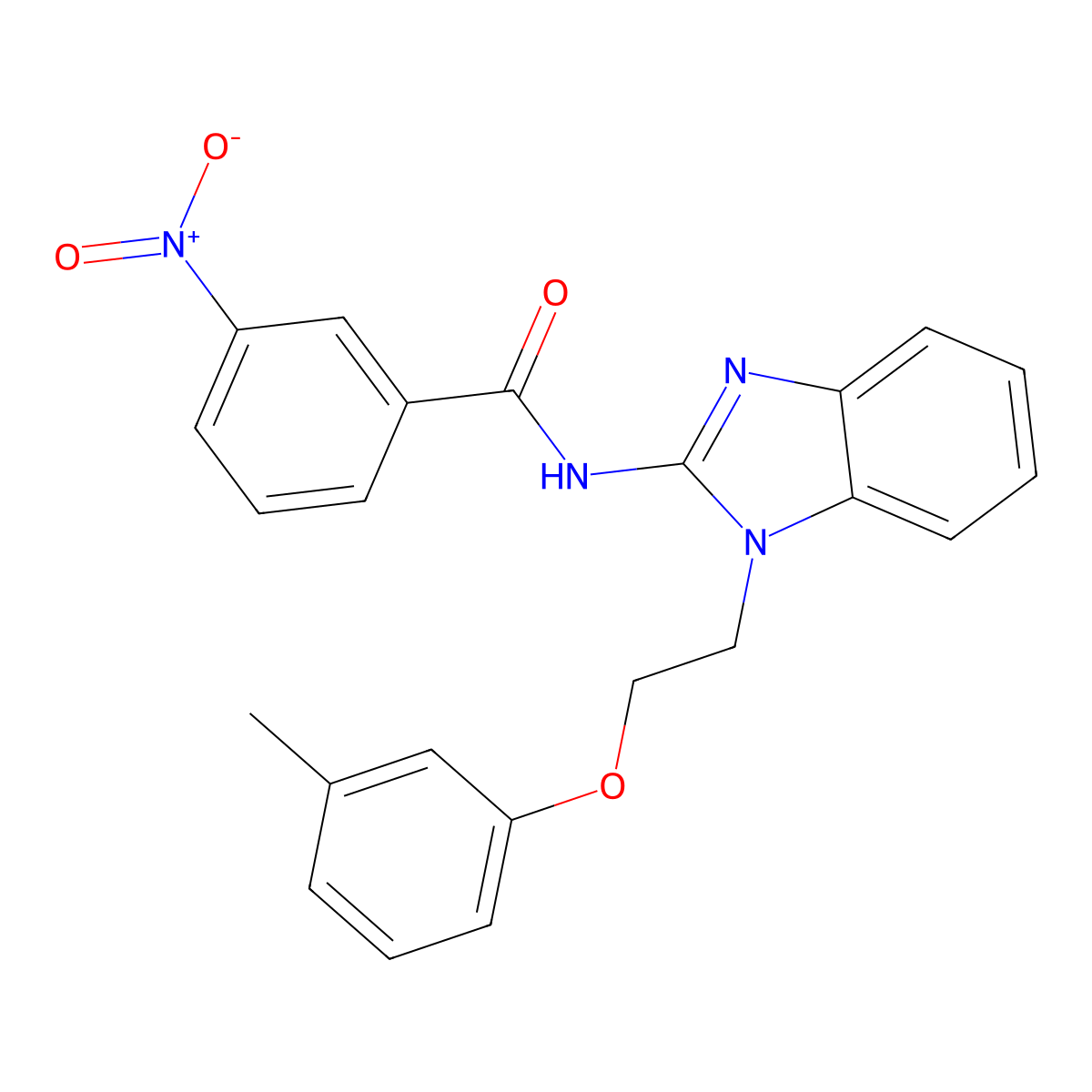 N-[1-[2-(3-methylphenoxy)ethyl]benzimidazol-2-yl]-3-nitrobenzamide molecular structure, CAS 421582-04-9