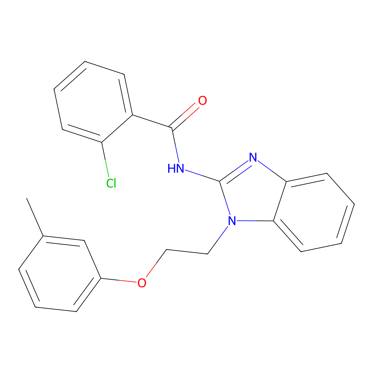 2-chloro-N-[1-[2-(3-methylphenoxy)ethyl]benzimidazol-2-yl]benzamide molecular structure, CAS 421582-06-1