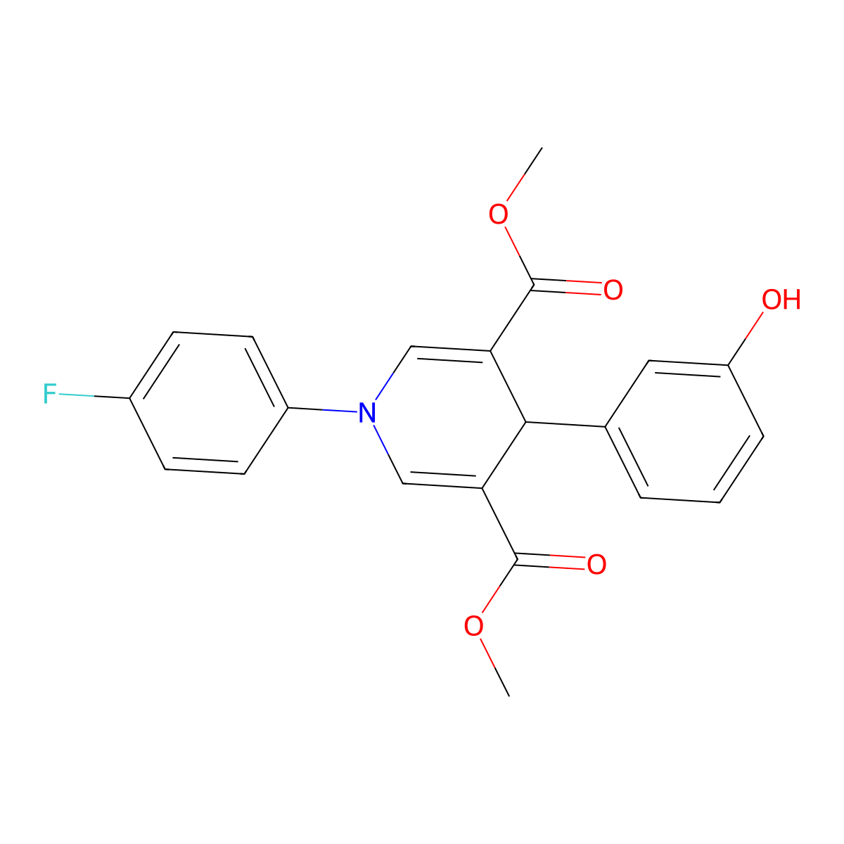 Dimethyl 1-(4-fluorophenyl)-4-(3-hydroxyphenyl)-1,4-dihydropyridine-3,5-dicarboxylate molecular structure, CAS 421582-42-5