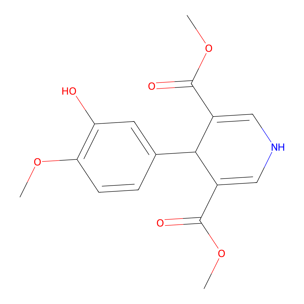 Dimethyl 4-(3-hydroxy-4-methoxyphenyl)-1,4-dihydropyridine-3,5-dicarboxylate molecular structure, CAS 421582-49-2