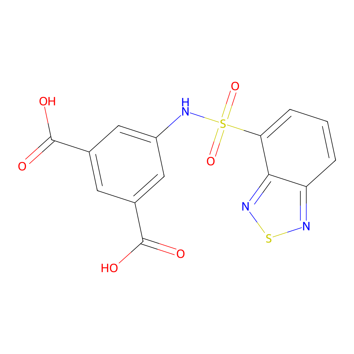 5-(2,1,3-Benzothiadiazol-4-ylsulfonylamino)benzene-1,3-dicarboxylic acid molecular structure, CAS 421583-60-0
