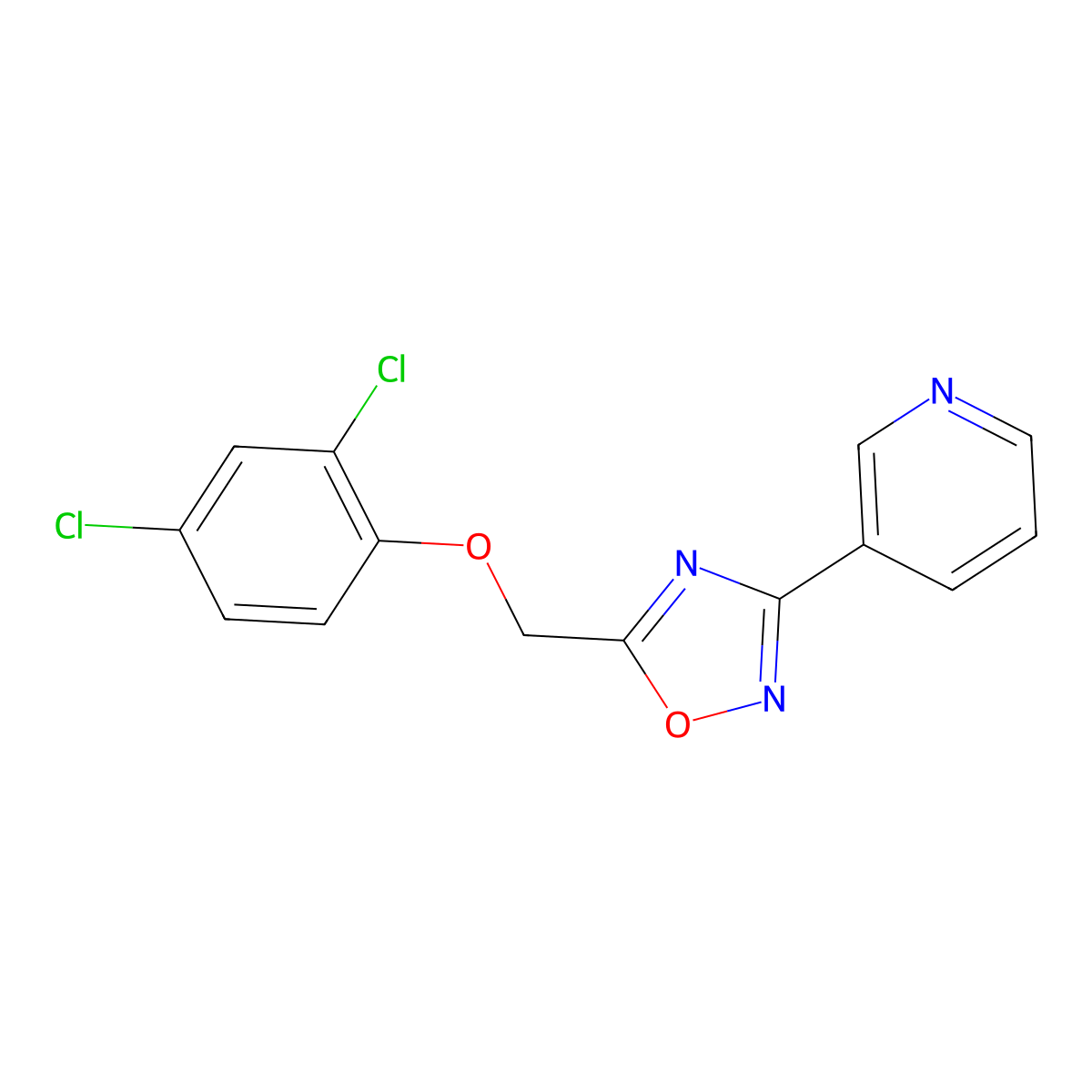 5-[(2,4-Dichlorophenoxy)methyl]-3-pyridin-3-yl-1,2,4-oxadiazole molecular structure, CAS 421583-91-7