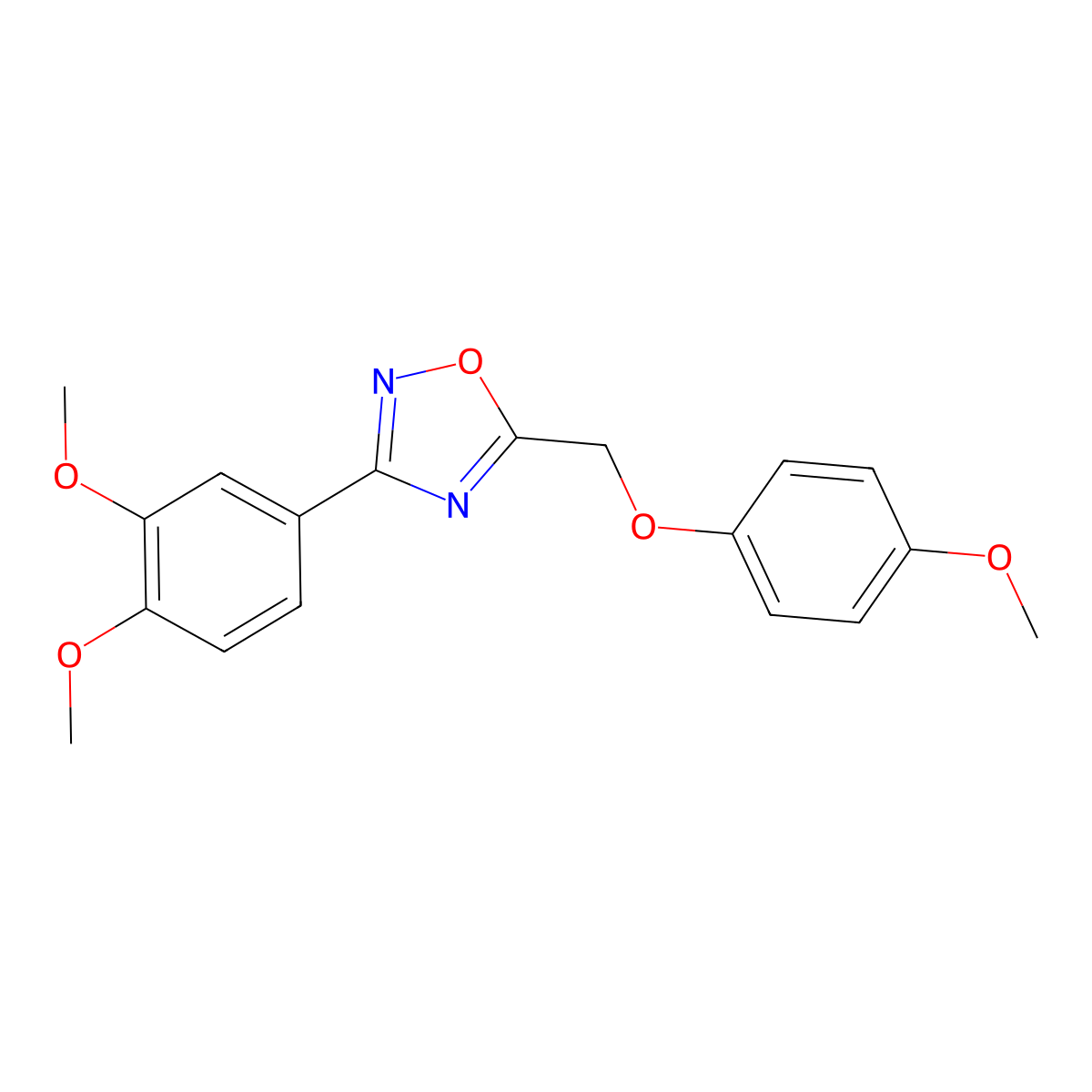 3-(3,4-Dimethoxyphenyl)-5-[(4-methoxyphenoxy)methyl]-1,2,4-oxadiazole molecular structure, CAS 421583-93-9
