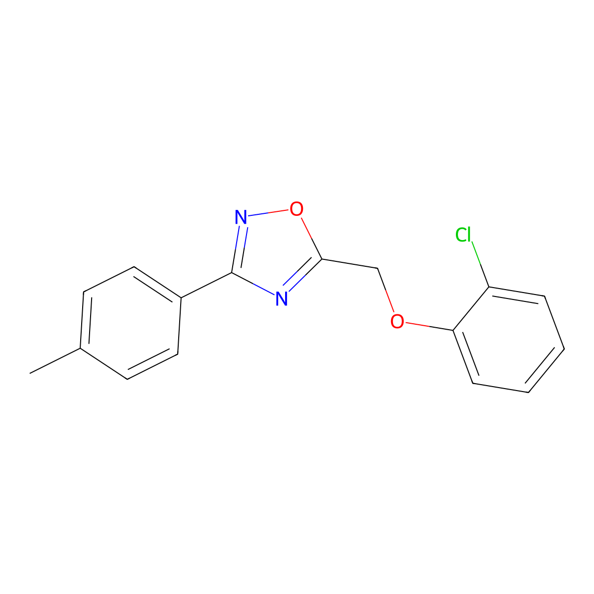 5-[(2-Chlorophenoxy)methyl]-3-(4-methylphenyl)-1,2,4-oxadiazole molecular structure, CAS 421583-98-4
