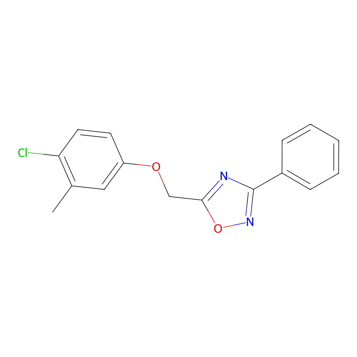 5-[(4-Chloro-3-methylphenoxy)methyl]-3-phenyl-1,2,4-oxadiazole molecular structure, CAS 421584-00-1