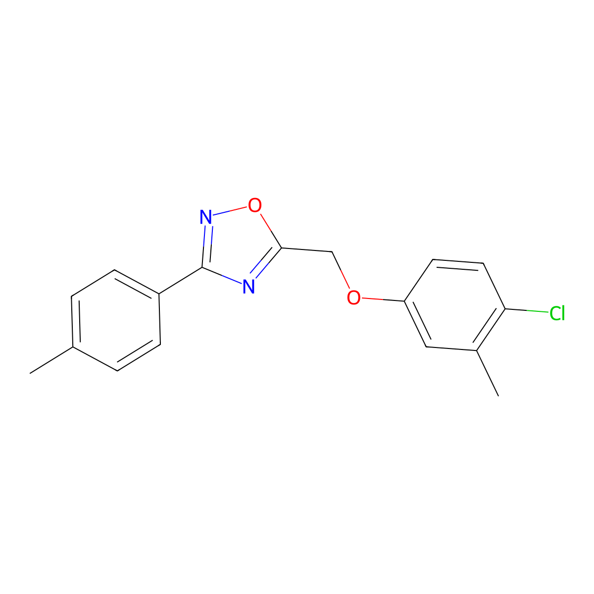 5-[(4-Chloro-3-methylphenoxy)methyl]-3-(4-methylphenyl)-1,2,4-oxadiazole molecular structure, CAS 421584-01-2