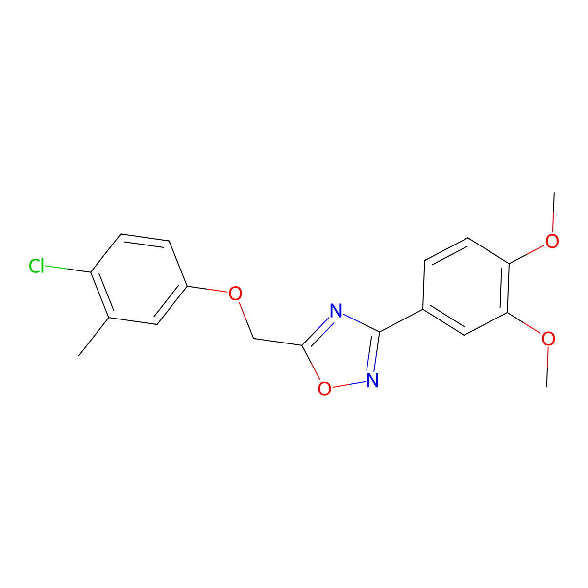 5-[(4-Chloro-3-methylphenoxy)methyl]-3-(3,4-dimethoxyphenyl)-1,2,4-oxadiazole molecular structure, CAS 421584-04-5