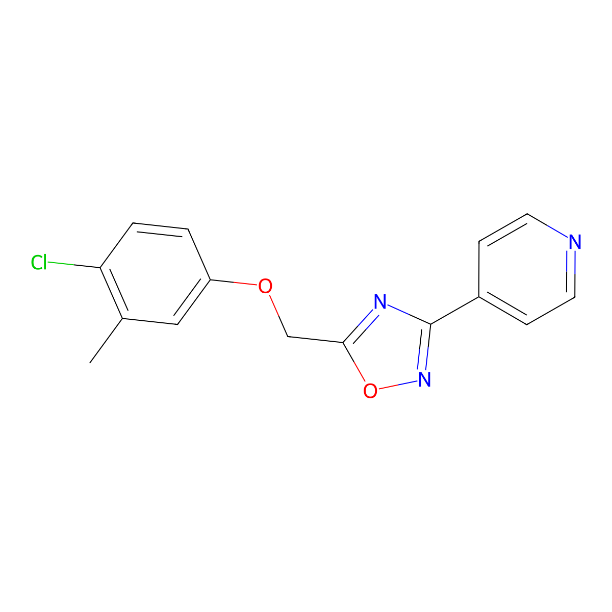 5-[(4-Chloro-3-methylphenoxy)methyl]-3-pyridin-4-yl-1,2,4-oxadiazole molecular structure, CAS 421584-06-7