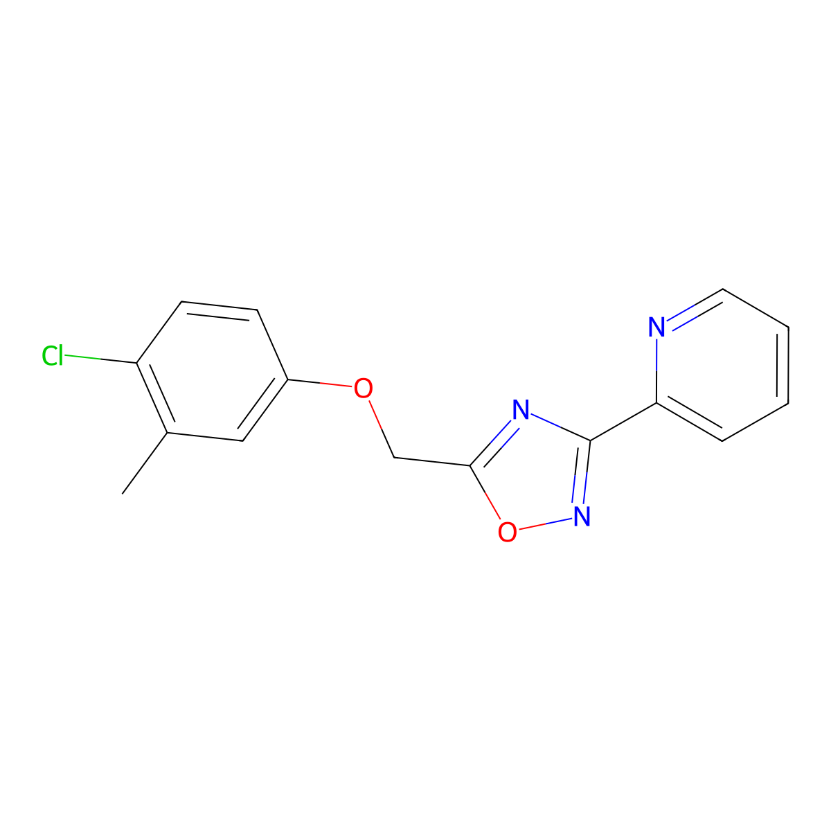 2-{5-[(4-Chloro-3-methylphenoxy)methyl]-1,2,4-oxadiazol-3-yl}pyridine molecular structure, CAS 421584-07-8