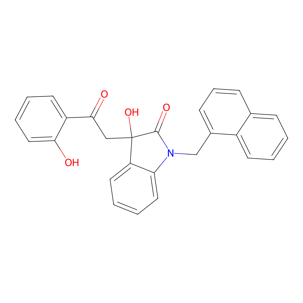 3-hydroxy-3-[2-(2-hydroxyphenyl)-2-oxoethyl]-1-(naphthalen-1-ylmethyl)-1,3-dihydro-2H-indol-2-one molecular structure, CAS 421584-32-9