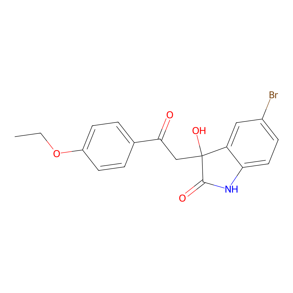 5-bromo-3-[2-(4-ethoxyphenyl)-2-oxoethyl]-3-hydroxy-1,3-dihydro-2H-indol-2-one molecular structure, CAS 421584-40-9
