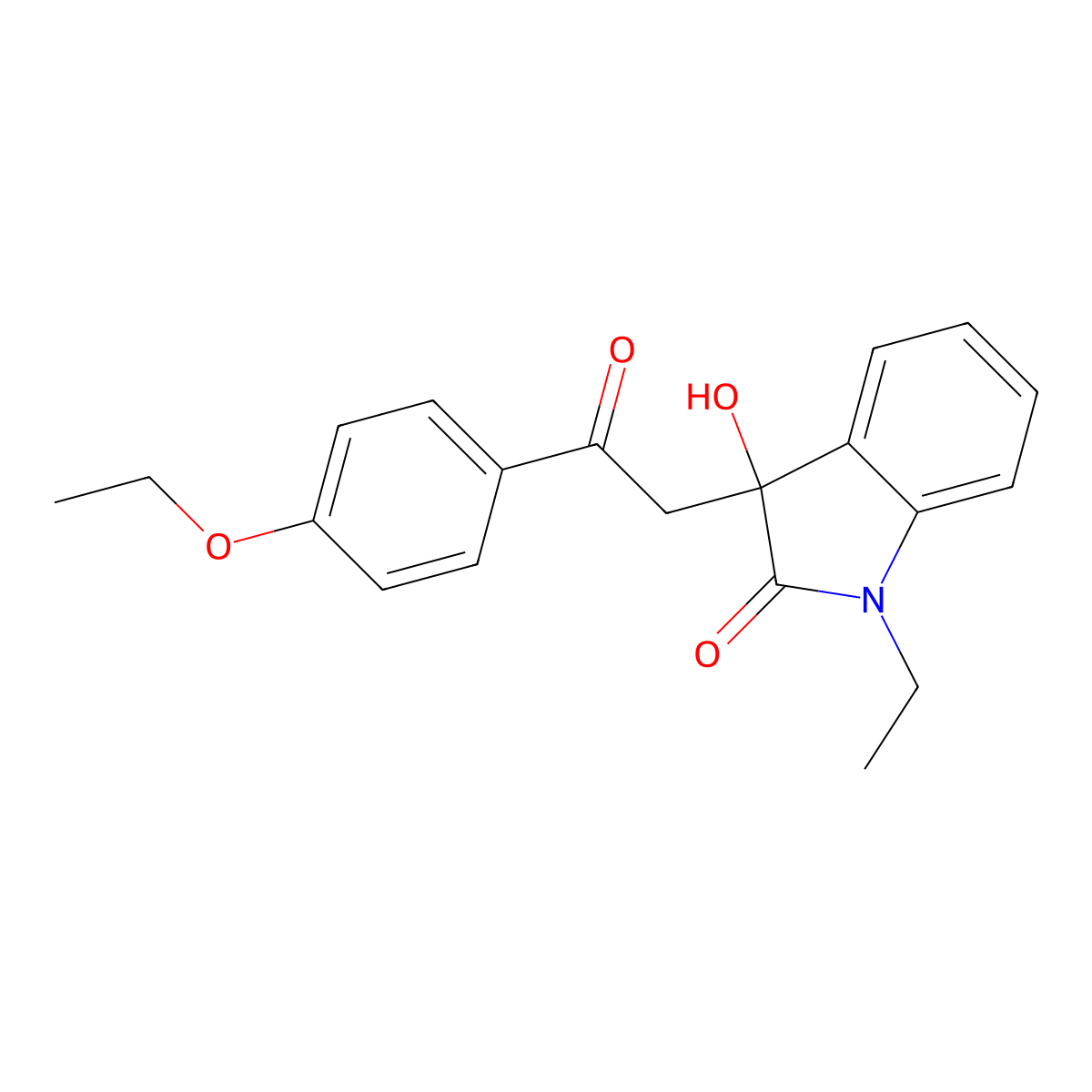3-[2-(4-ethoxyphenyl)-2-oxoethyl]-1-ethyl-3-hydroxy-1,3-dihydro-2H-indol-2-one molecular structure, CAS 421584-42-1