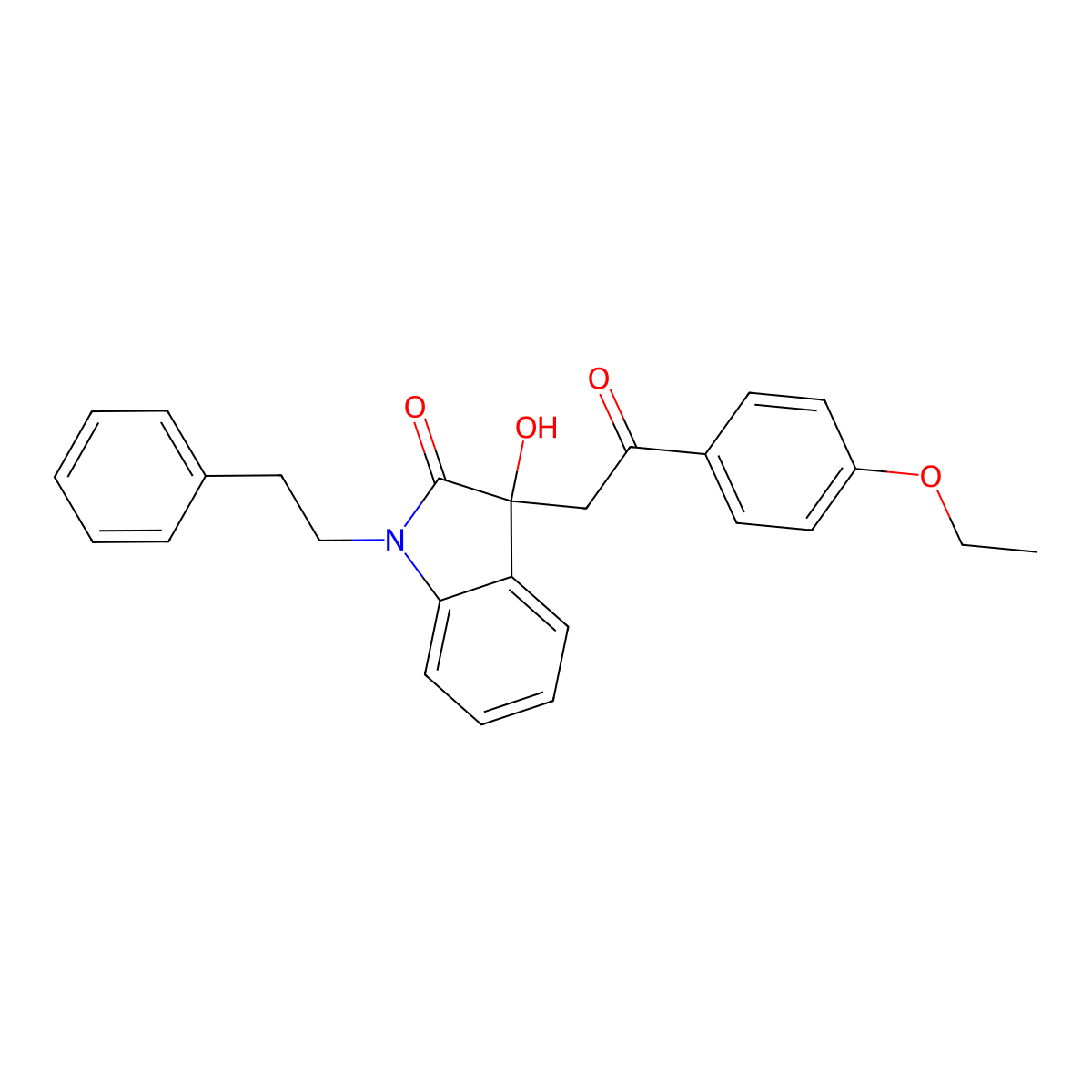 3-[2-(4-ethoxyphenyl)-2-oxoethyl]-3-hydroxy-1-(2-phenylethyl)-1,3-dihydro-2H-indol-2-one molecular structure, CAS 421584-44-3