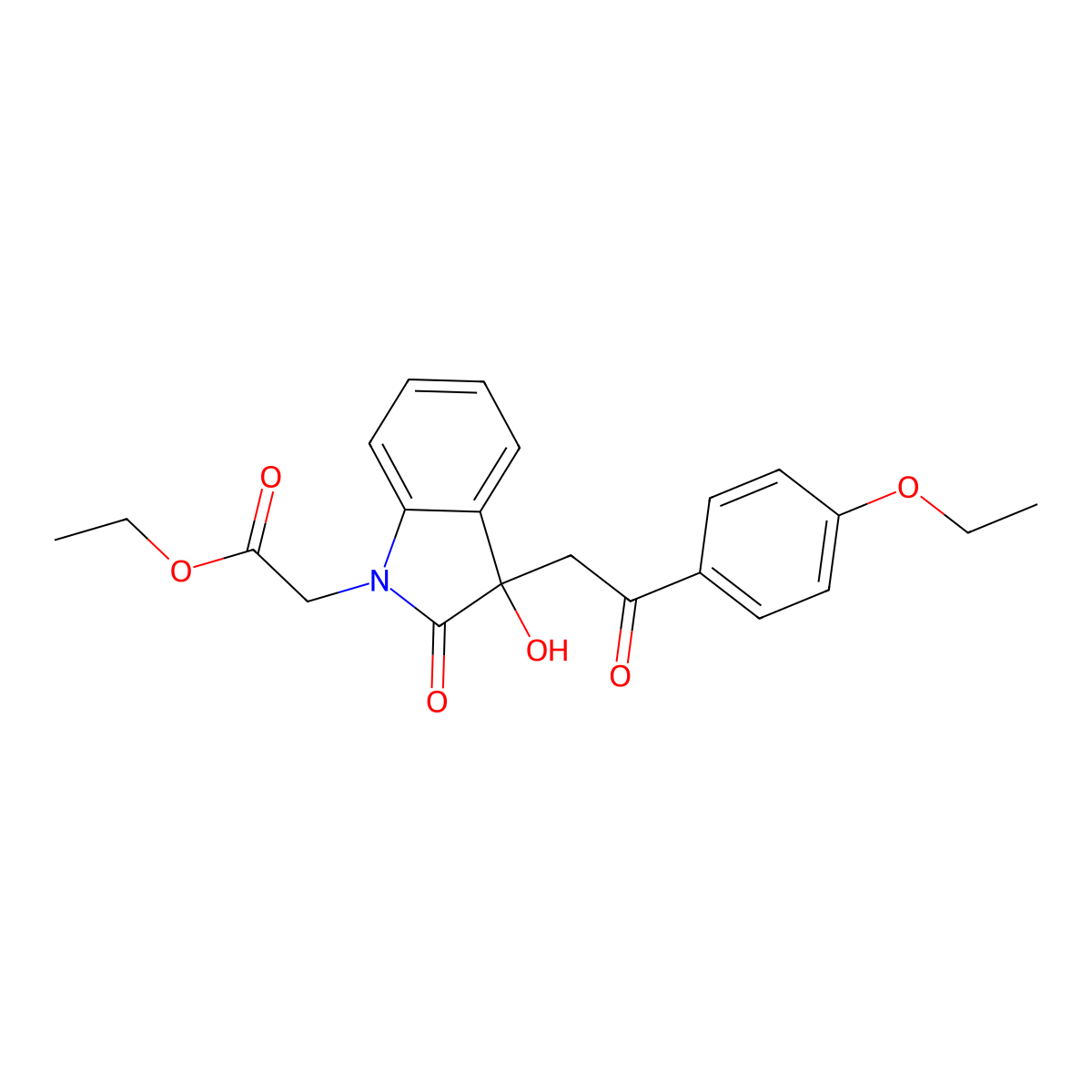 ethyl {3-[2-(4-ethoxyphenyl)-2-oxoethyl]-3-hydroxy-2-oxo-2,3-dihydro-1H-indol-1-yl}acetate molecular structure, CAS 421584-46-5