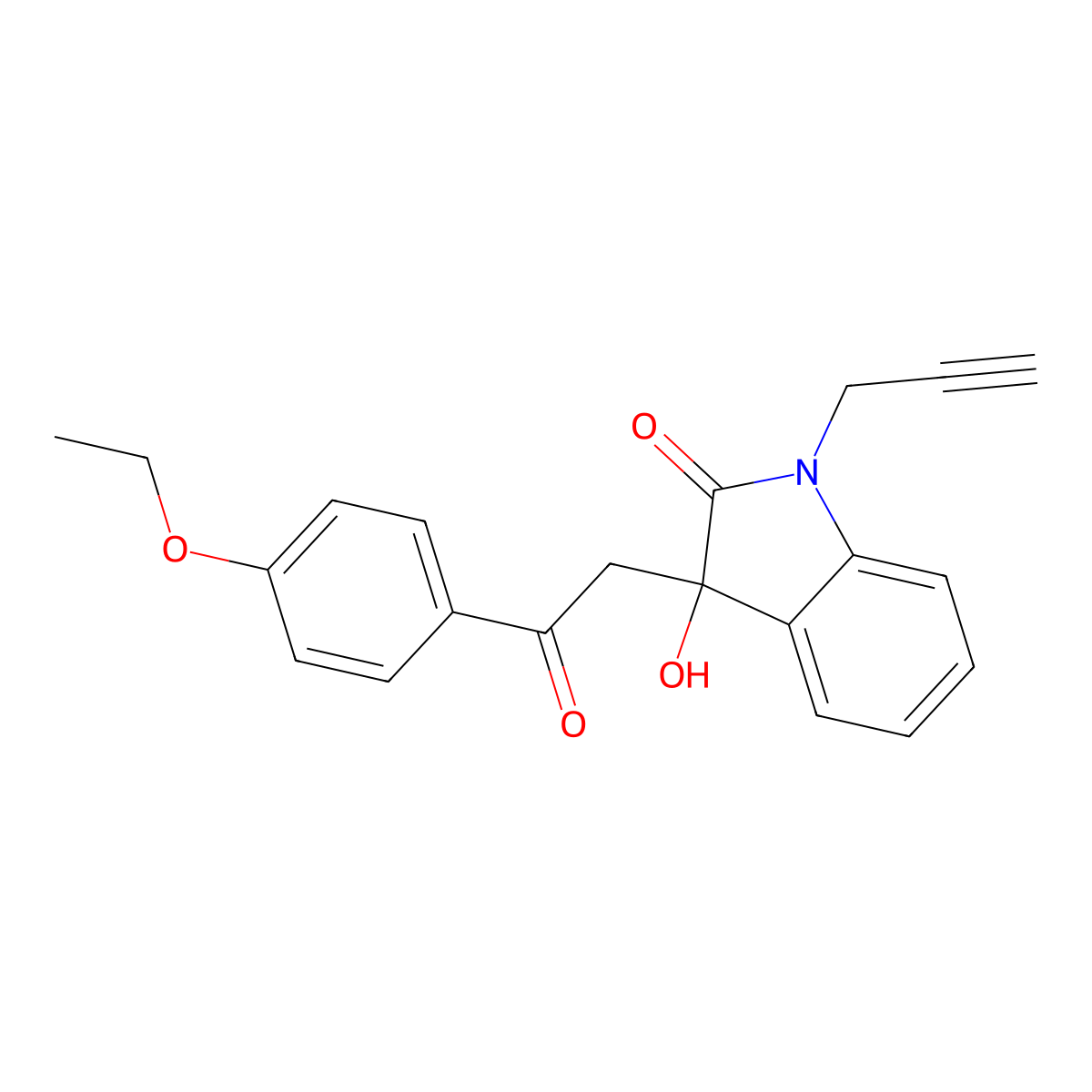 3-[2-(4-ethoxyphenyl)-2-oxoethyl]-3-hydroxy-1-(prop-2-yn-1-yl)-1,3-dihydro-2H-indol-2-one molecular structure, CAS 421584-47-6