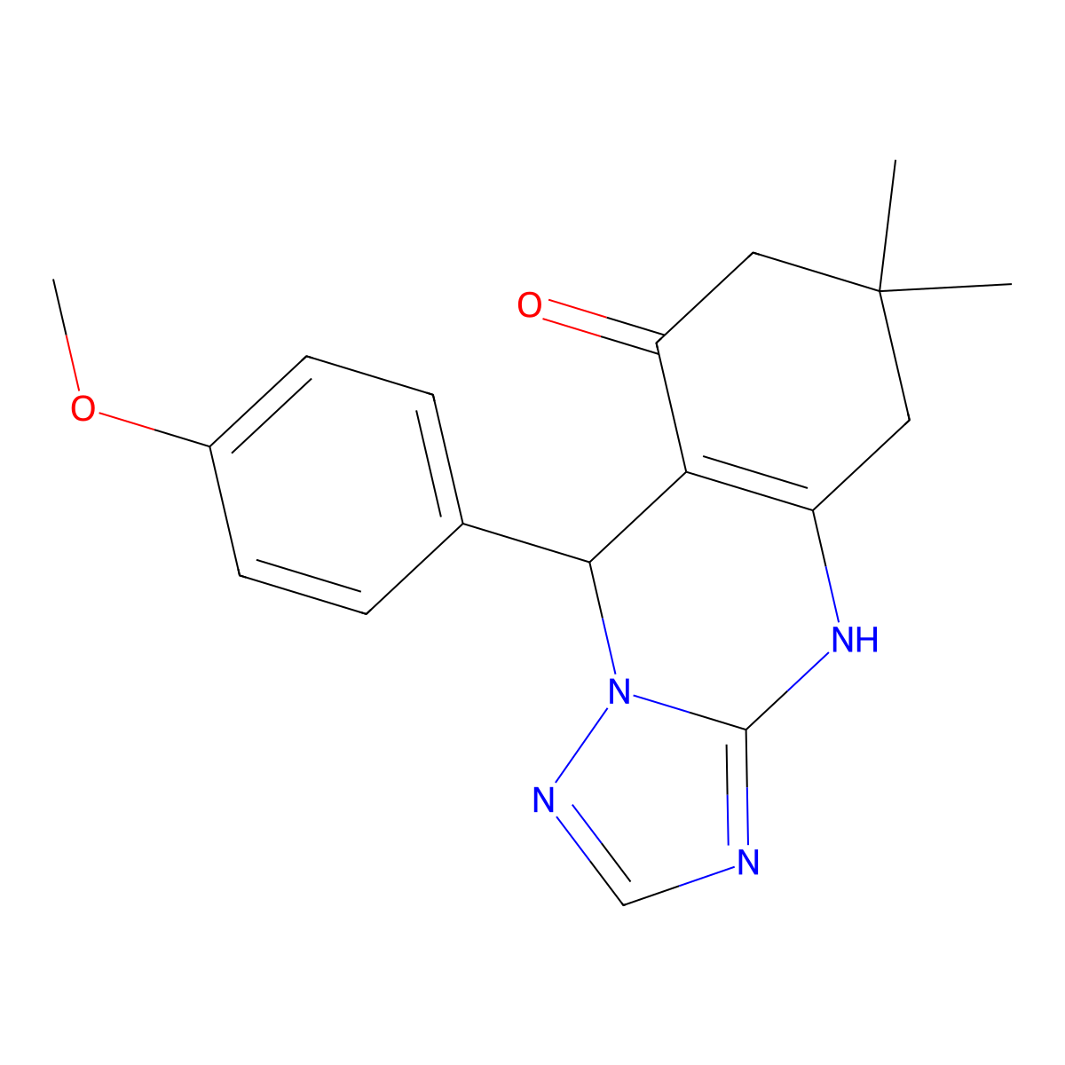 9-(4-methoxyphenyl)-6,6-dimethyl-5,6,7,9-tetrahydro-[1,2,4]triazolo[5,1-b]quinazolin-8(4H)-one molecular structure, CAS 421586-23-4