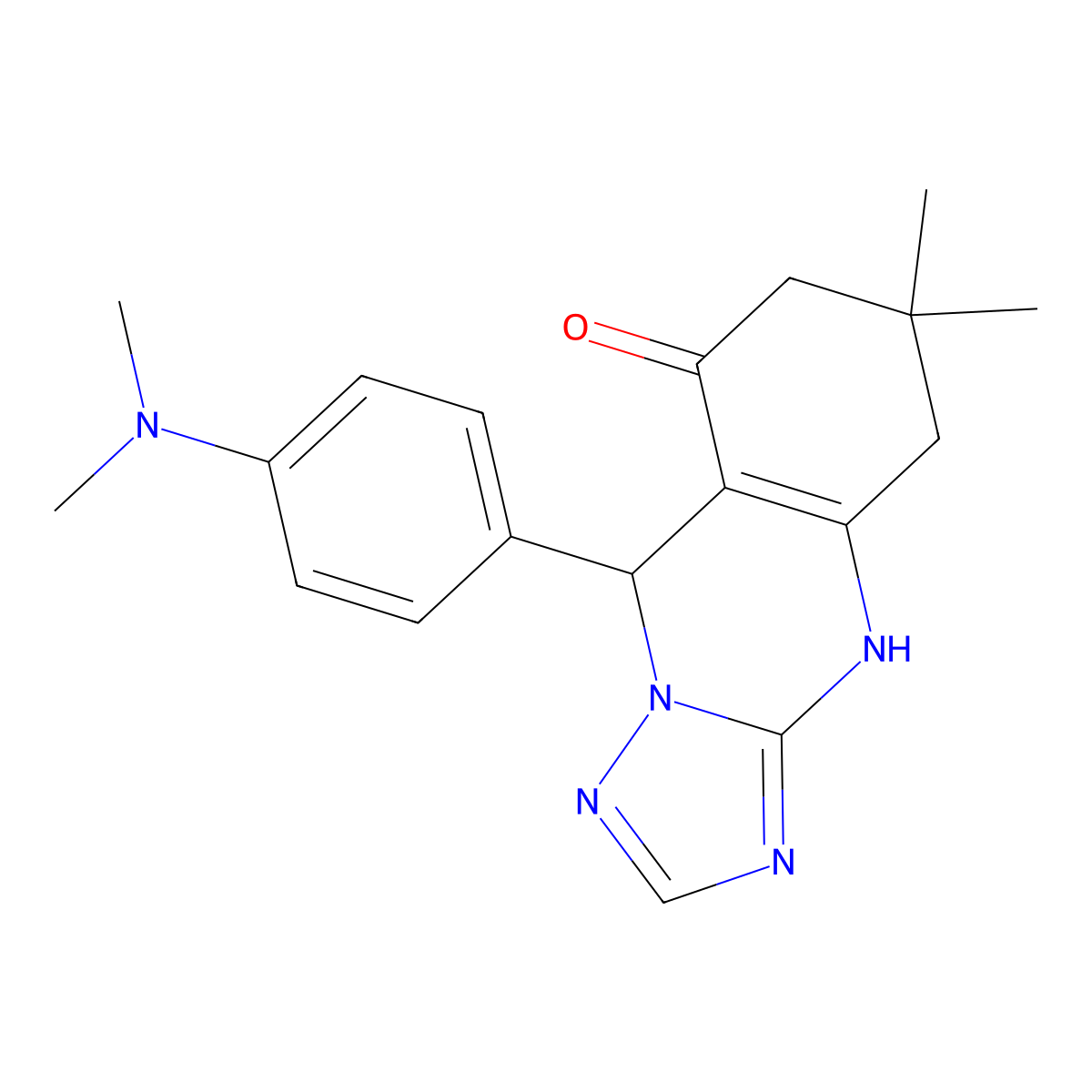 9-[4-(dimethylamino)phenyl]-6,6-dimethyl-5,6,7,9-tetrahydro[1,2,4]triazolo[5,1-b]quinazolin-8(4H)-one molecular structure, CAS 421586-24-5