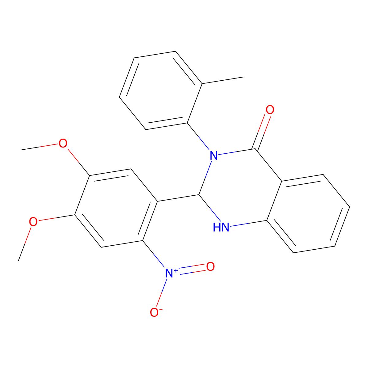 2-(4,5-Dimethoxy-2-nitrophenyl)-3-(2-methylphenyl)-1,2-dihydroquinazolin-4-one molecular structure, CAS 421586-26-7