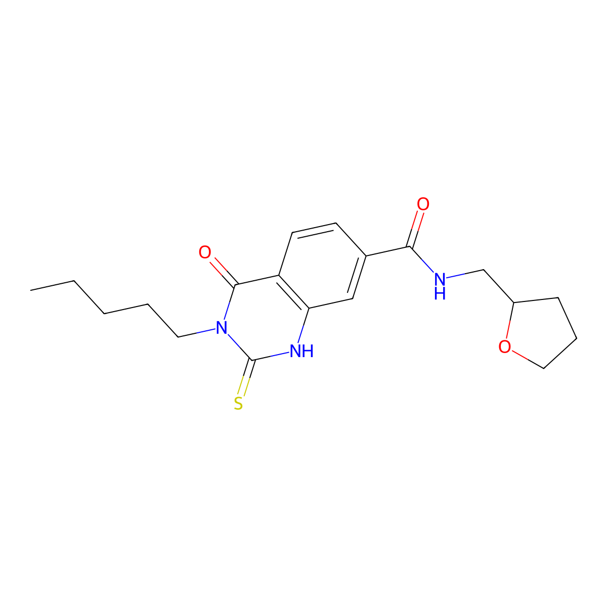 4-oxo-N-(oxolan-2-ylmethyl)-3-pentyl-2-sulfanylidene-1H-quinazoline-7-carboxamide molecular structure, CAS 421590-52-5