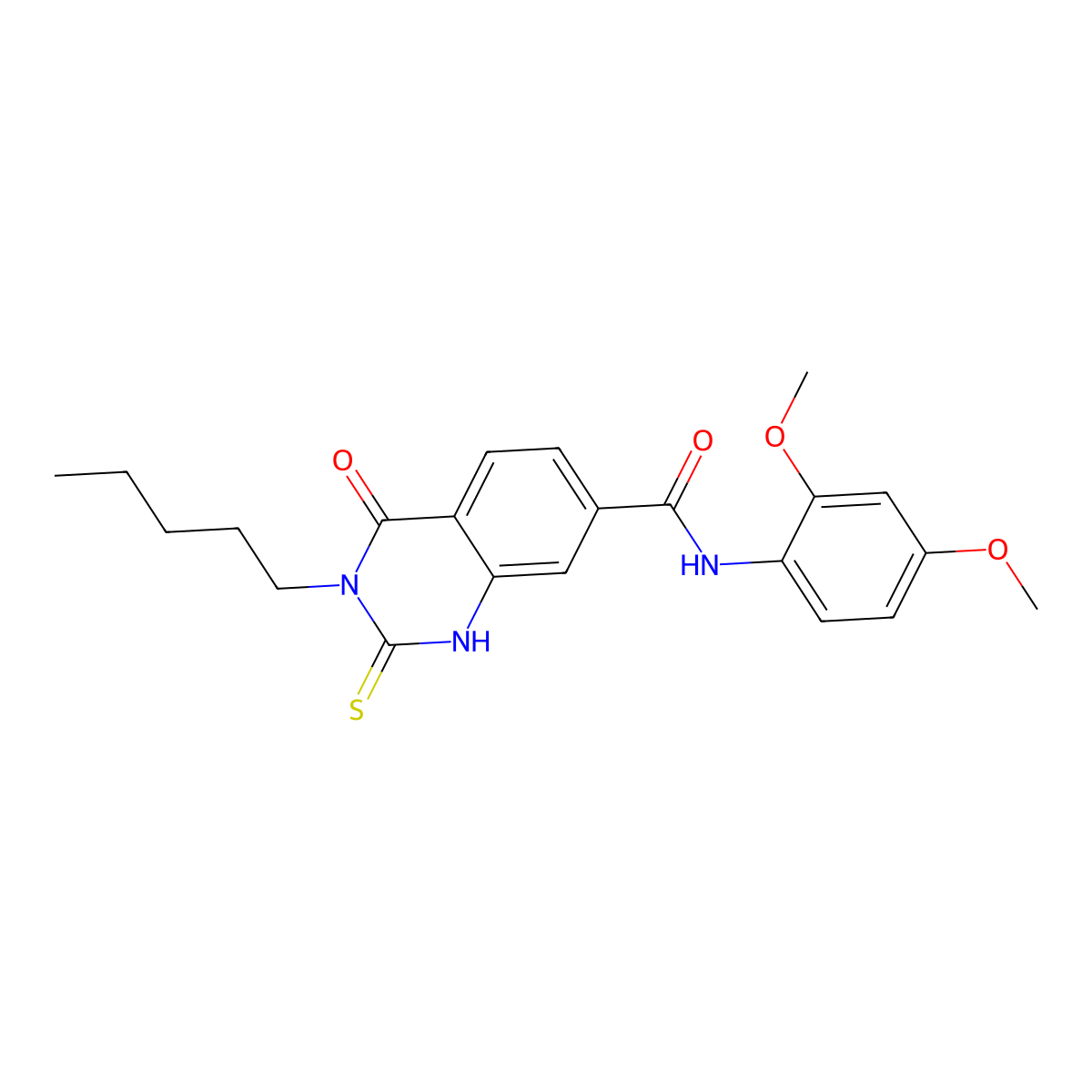 N-(2,4-dimethoxyphenyl)-4-oxo-3-pentyl-2-sulfanylidene-1H-quinazoline-7-carboxamide molecular structure, CAS 421590-58-1