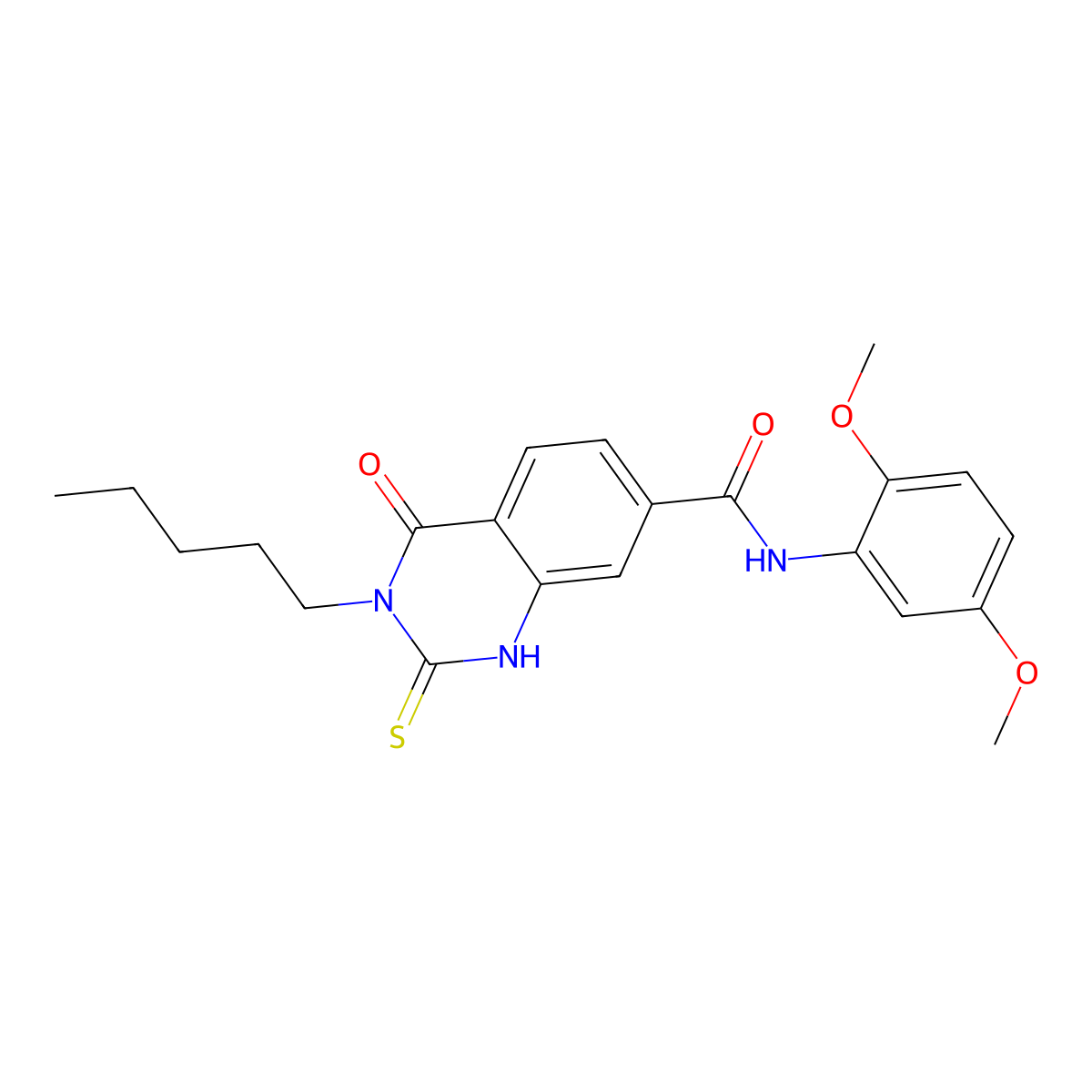 N-(2,5-dimethoxyphenyl)-4-oxo-3-pentyl-2-sulfanylidene-1H-quinazoline-7-carboxamide molecular structure, CAS 421590-59-2