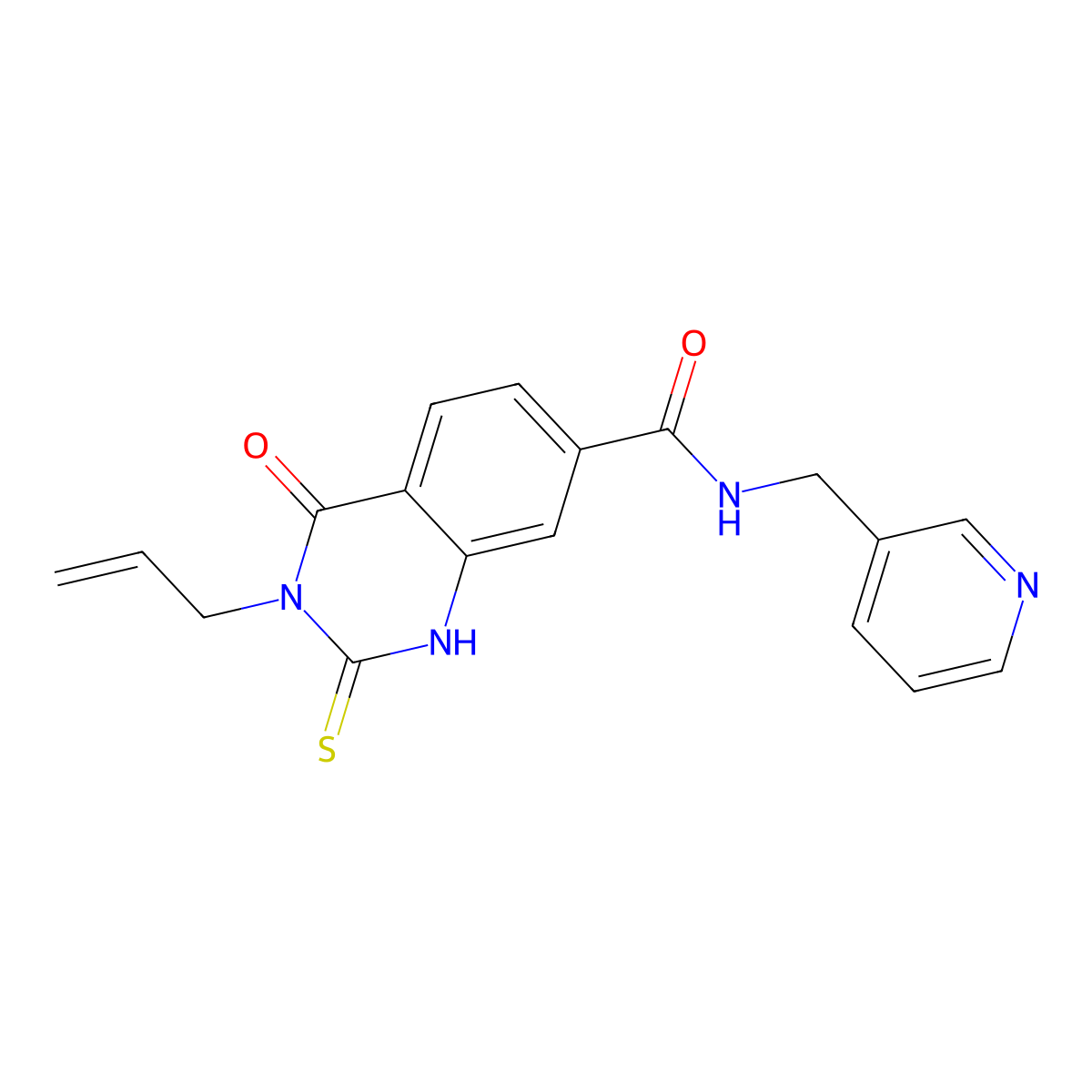 3-allyl-4-oxo-N-(pyridin-3-ylmethyl)-2-thioxo-1,2,3,4-tetrahydroquinazoline-7-carboxamide molecular structure, CAS 421590-81-0