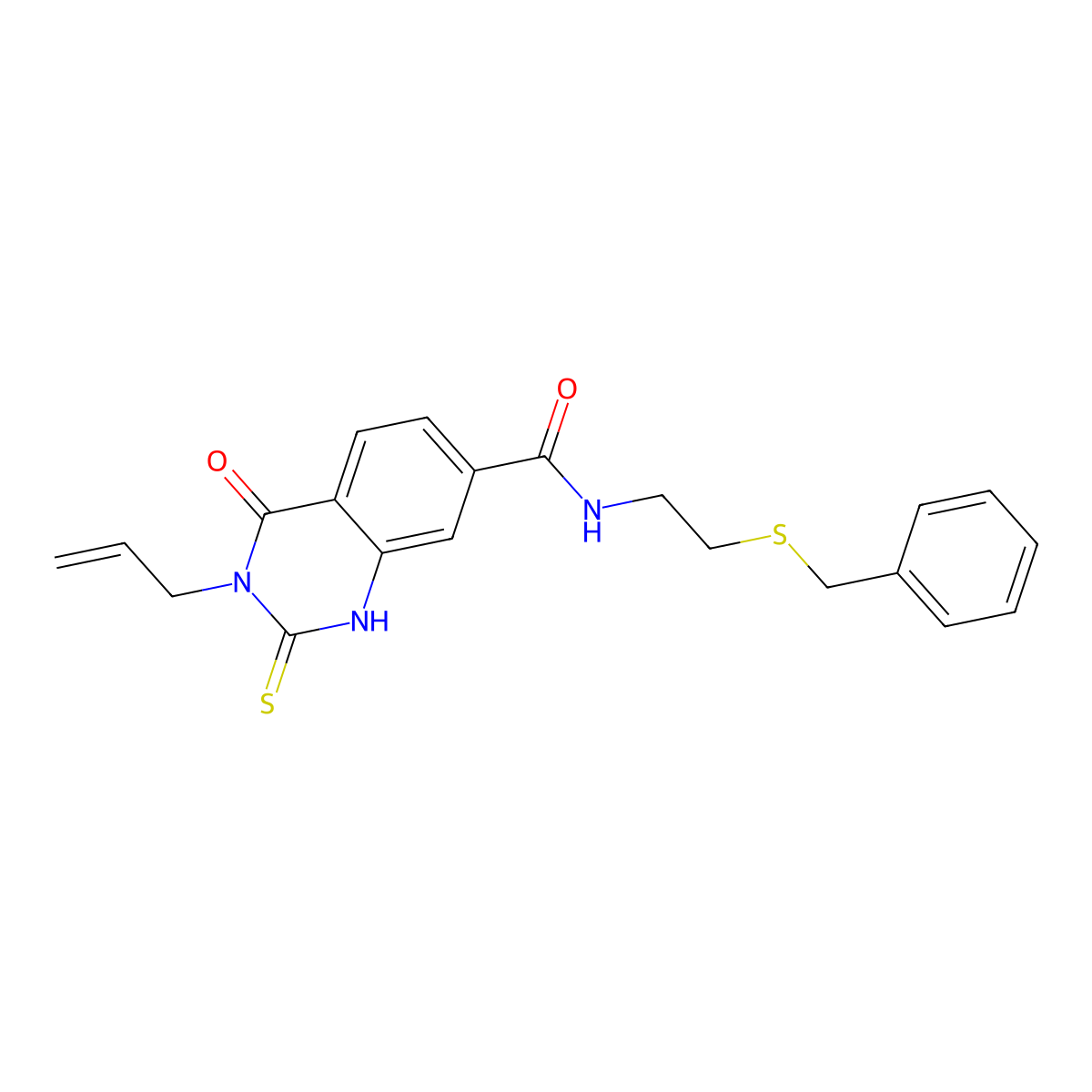 N-(2-benzylsulfanylethyl)-4-oxo-3-prop-2-enyl-2-sulfanylidene-1H-quinazoline-7-carboxamide molecular structure, CAS 421590-88-7