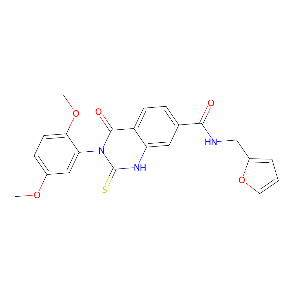 3-(2,5-dimethoxyphenyl)-N-(furan-2-ylmethyl)-4-oxo-2-thioxo-1,2,3,4-tetrahydroquinazoline-7-carboxamide molecular structure, CAS 421590-92-3