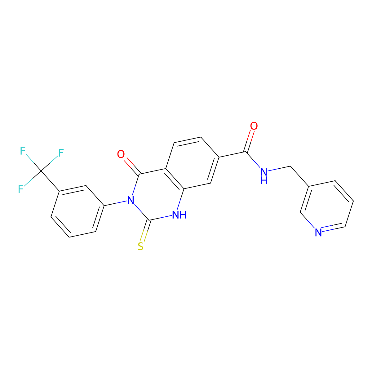 4-oxo-N-(pyridin-3-ylmethyl)-2-sulfanylidene-3-[3-(trifluoromethyl)phenyl]-1H-quinazoline-7-carboxamide molecular structure, CAS 421591-78-8
