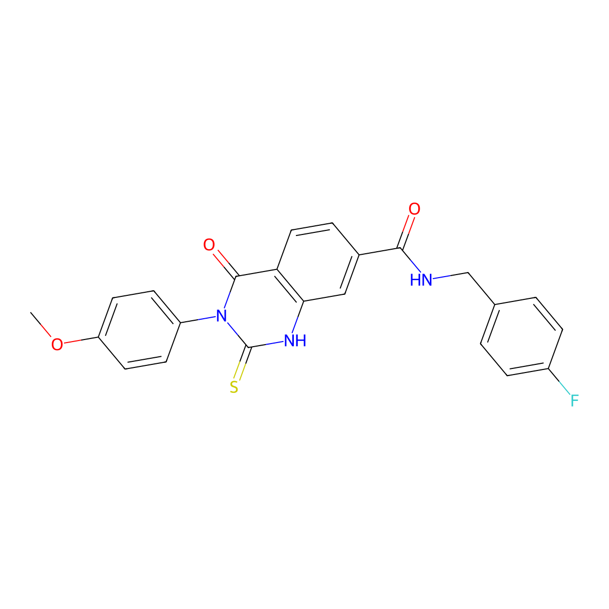 N-[(4-fluorophenyl)methyl]-3-(4-methoxyphenyl)-4-oxo-2-sulfanylidene-1H-quinazoline-7-carboxamide molecular structure, CAS 421593-22-8