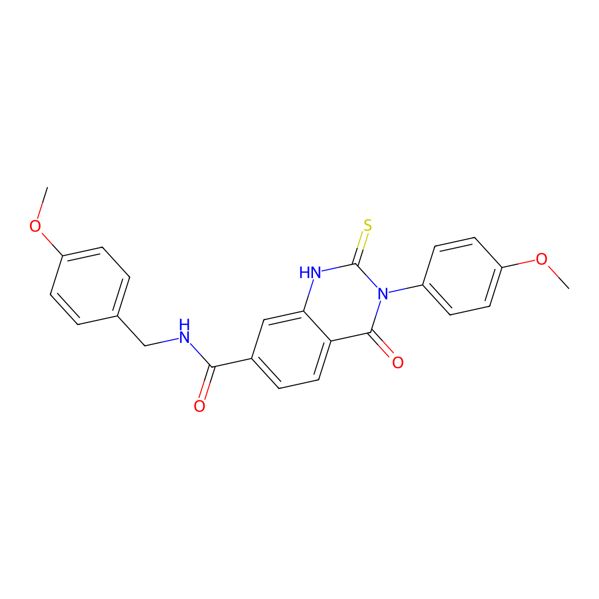 3-(4-methoxyphenyl)-N-[(4-methoxyphenyl)methyl]-4-oxo-2-sulfanylidene-1H-quinazoline-7-carboxamide molecular structure, CAS 421593-24-0