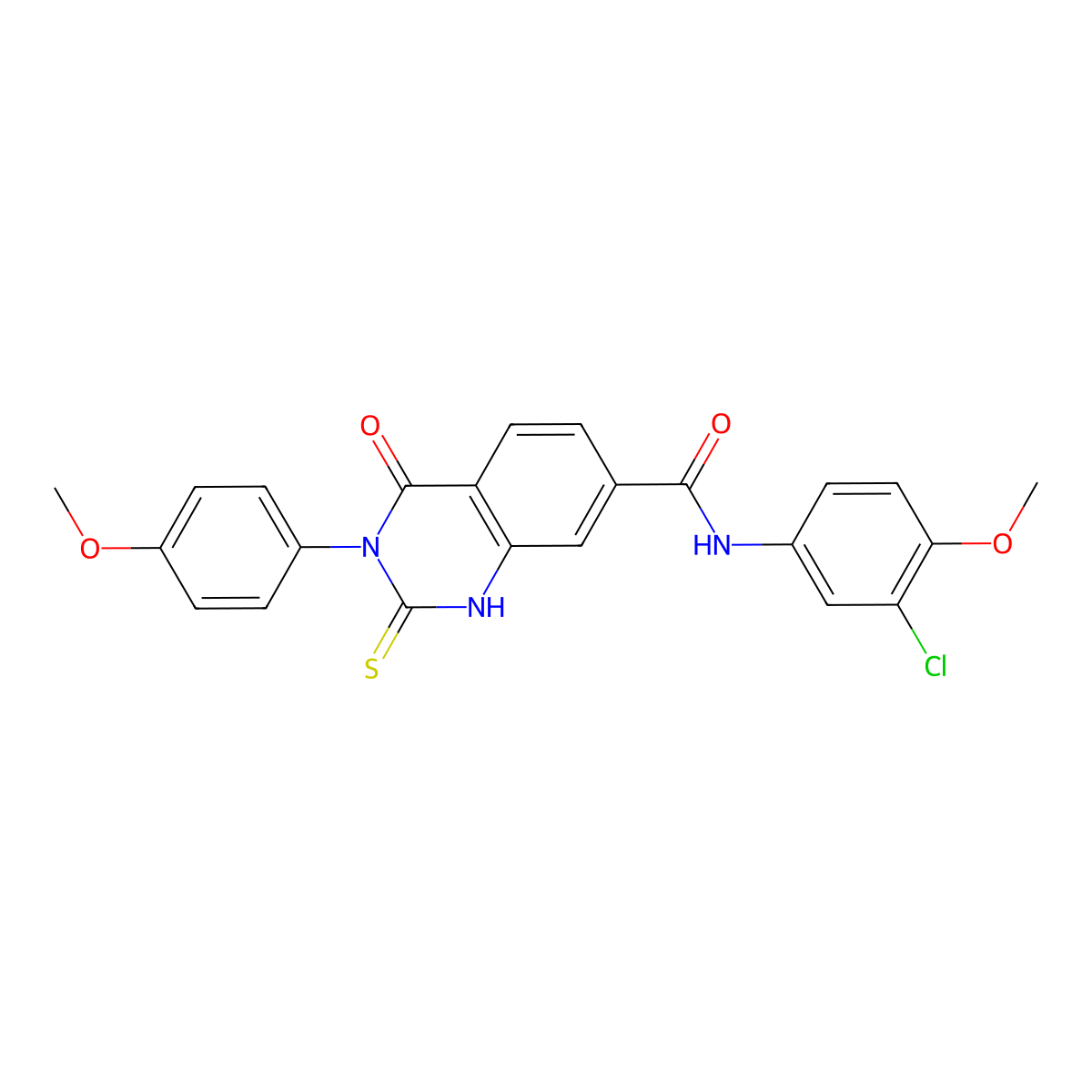N-(3-chloro-4-methoxyphenyl)-3-(4-methoxyphenyl)-4-oxo-2-sulfanylidene-1H-quinazoline-7-carboxamide molecular structure, CAS 421593-34-2
