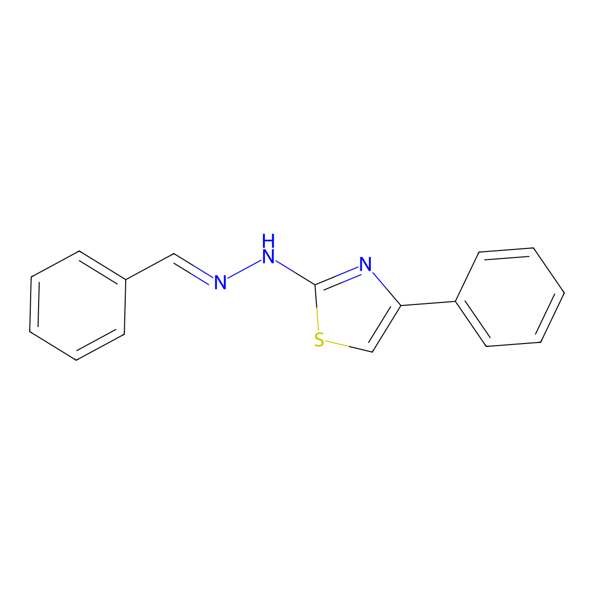 N-(benzylideneamino)-4-phenyl-1,3-thiazol-2-amine molecular structure, CAS 4216-52-8