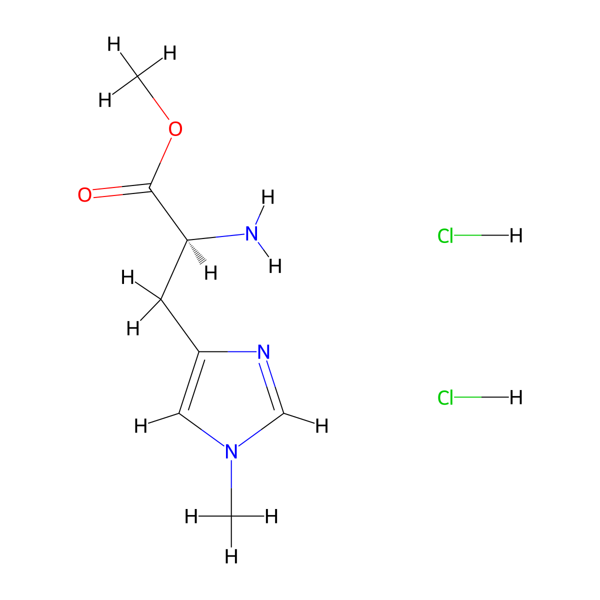 methyl (2S)-2-amino-3-(1-methyl-1H-imidazol-4-yl)propanoate dihydrochloride molecular structure, CAS 4216-91-5