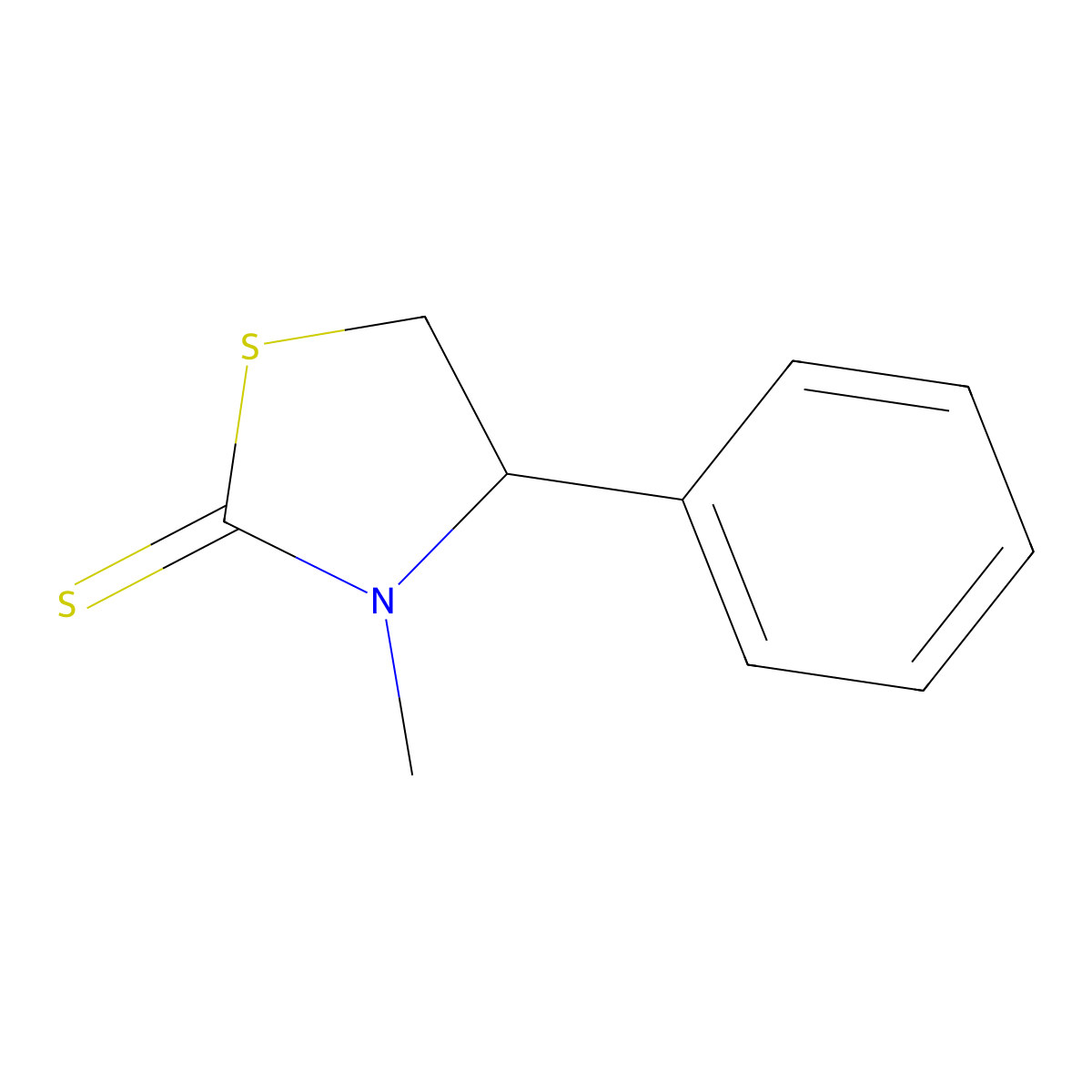3-Methyl-4-phenyl-1,3-thiazolidine-2-thione molecular structure, CAS 42163-78-0