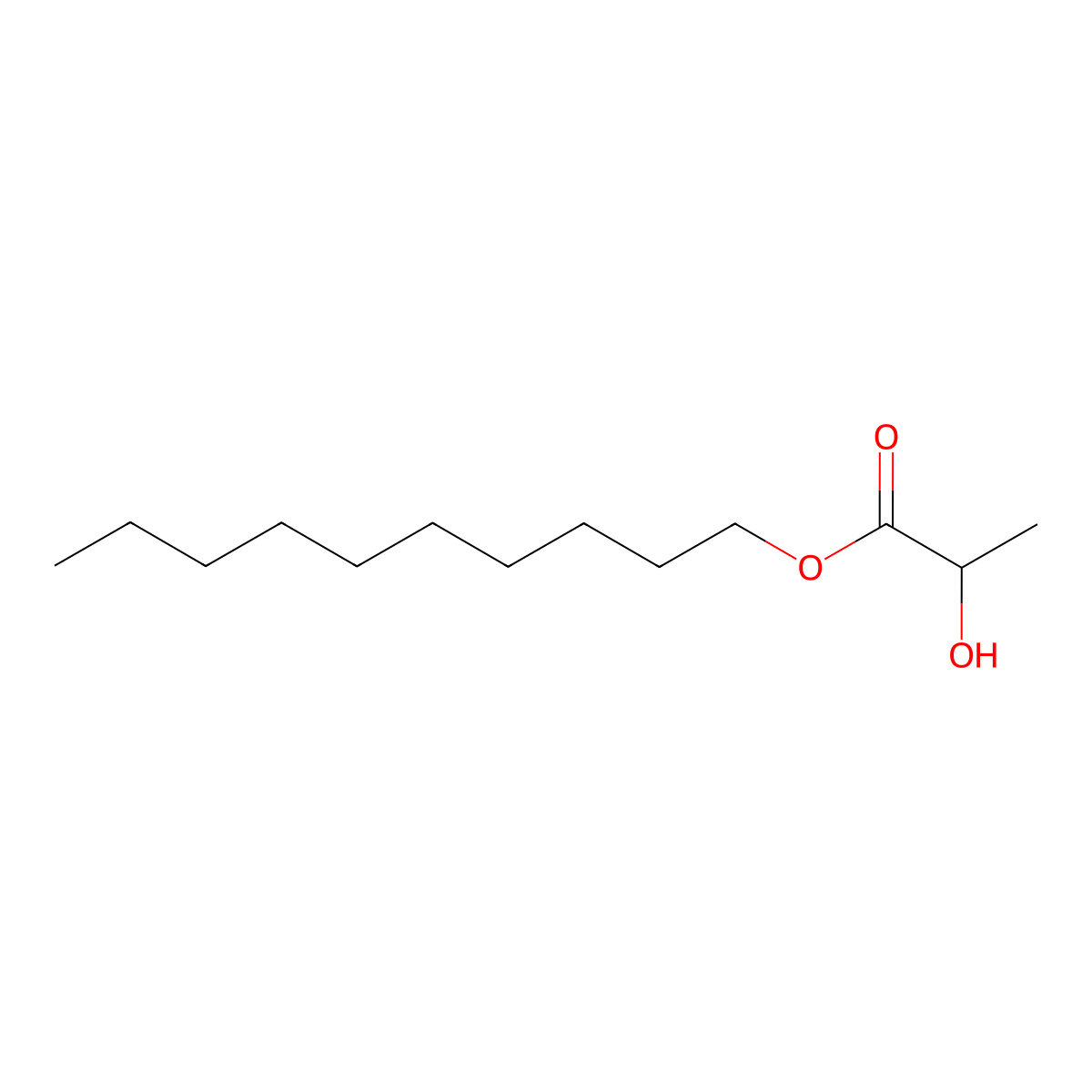 Decyl lactate molecular structure, CAS 42175-34-8