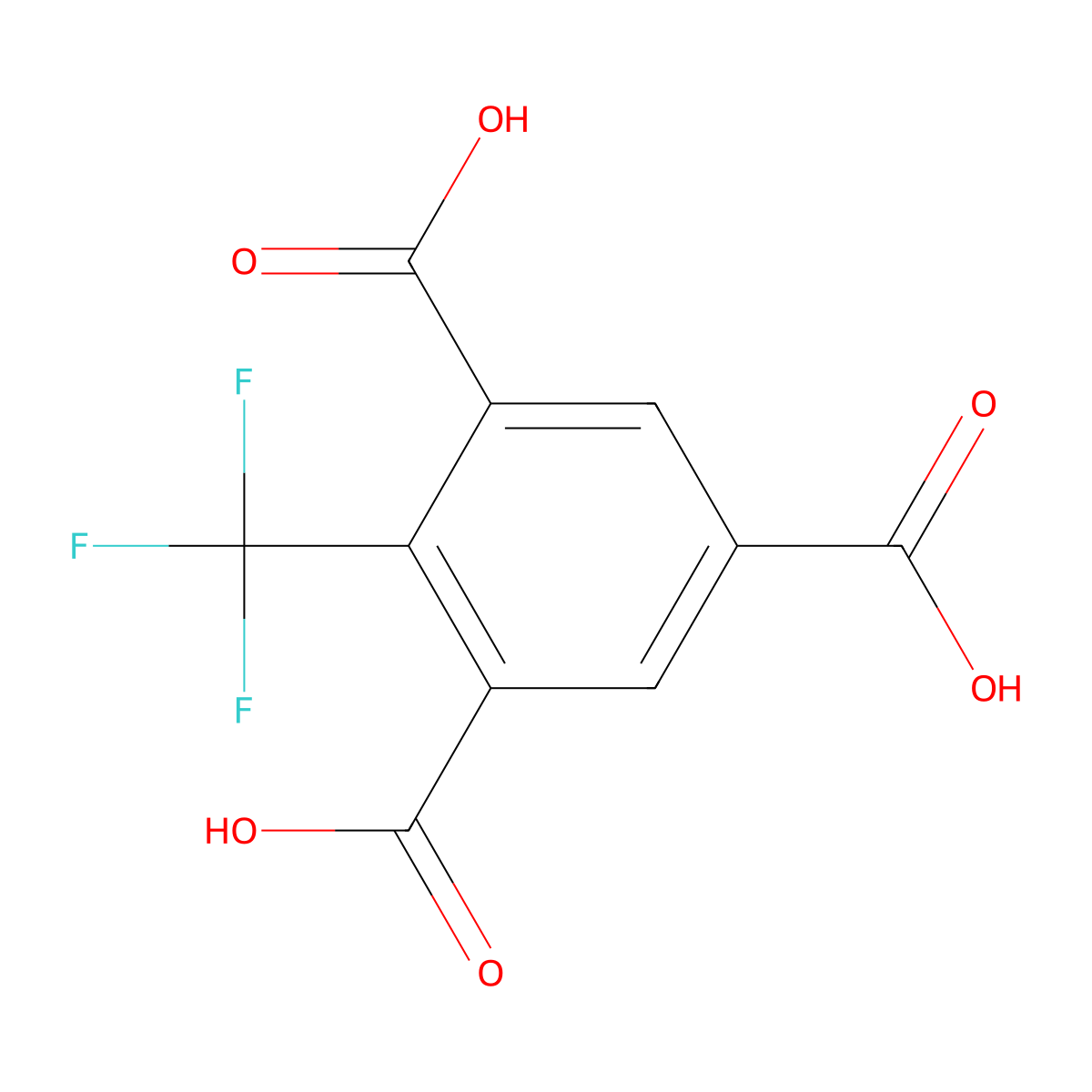 2-(Trifluoromethyl)benzene-1,3,5-tricarboxylic acid molecular structure, CAS 42175-51-9