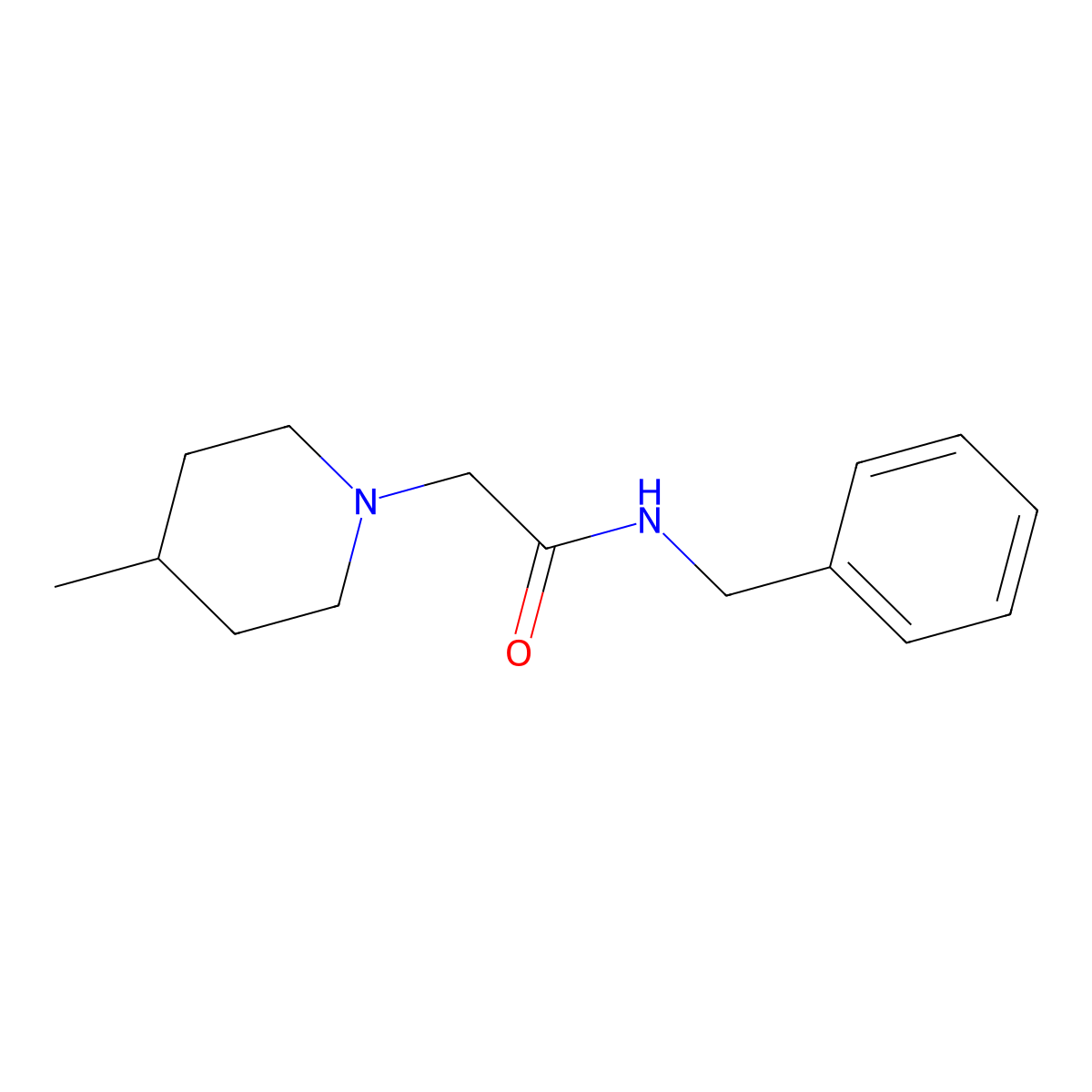 1-Piperidineacetamide, 4-methyl-N-(phenylmethyl)- molecular structure, CAS 42175-96-2