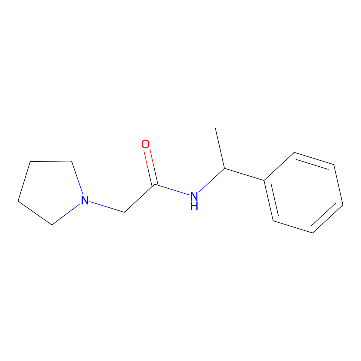 N-(1-phenylethyl)-2-(pyrrolidin-1-yl)acetamide molecular structure, CAS 42176-07-8
