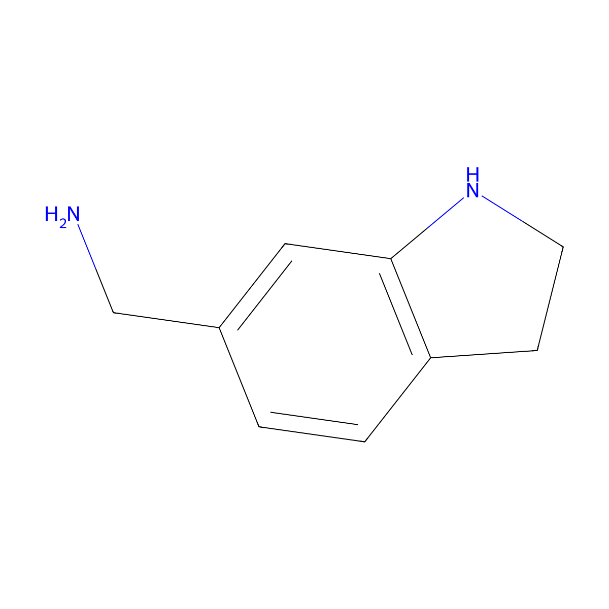 (2,3-dihydro-1H-indol-6-yl)methanamine molecular structure, CAS 42181-12-4