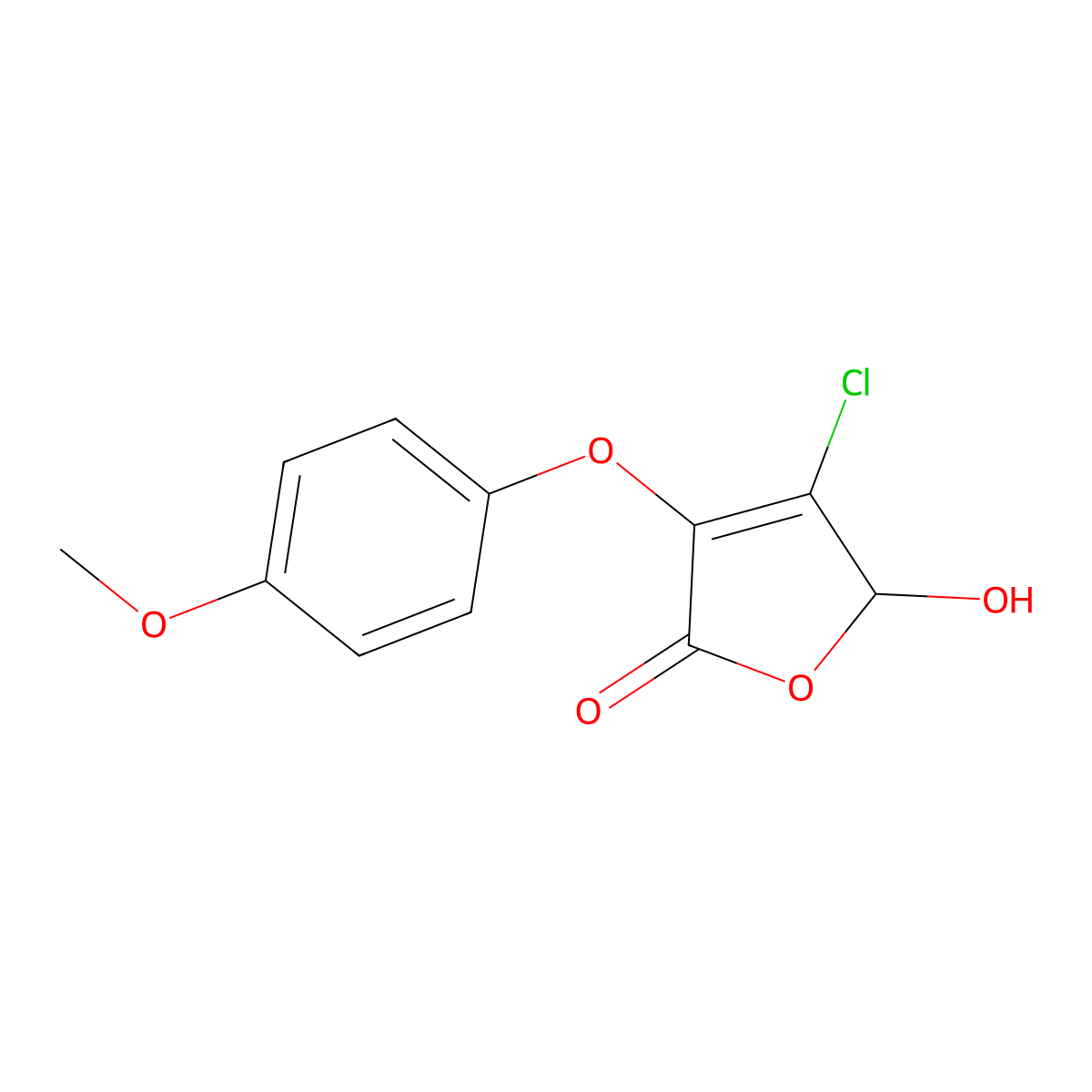 4-Chloro-5-hydroxy-3-(4-methoxyphenoxy)-2(5H)-furanone molecular structure, CAS 42190-28-3