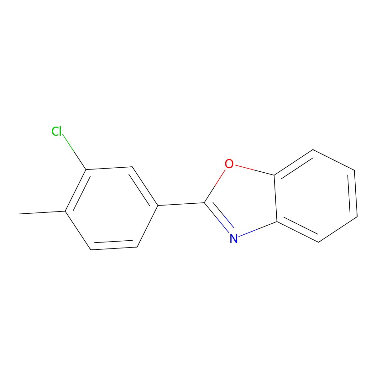 2-(3-Chloro-4-methylphenyl)-1,3-benzoxazole molecular structure, CAS 42196-67-8