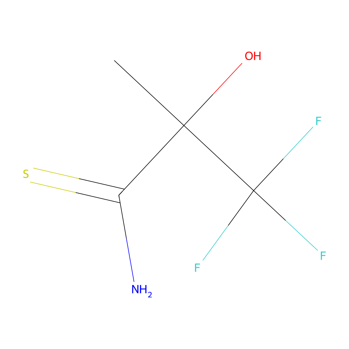 3,3,3-Trifluoro-2-hydroxy-2-methylpropanethioamide molecular structure, CAS 422-25-3