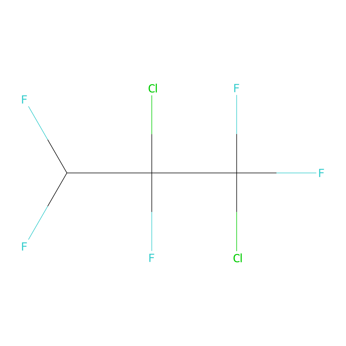 1,2-Dichloro-1,1,2,3,3-pentafluoropropane molecular structure, CAS 422-44-6