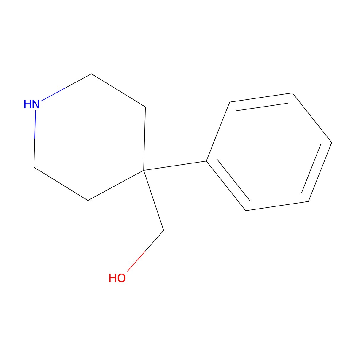4-Phenylpiperidine-4-methanol molecular structure, CAS 4220-08-0