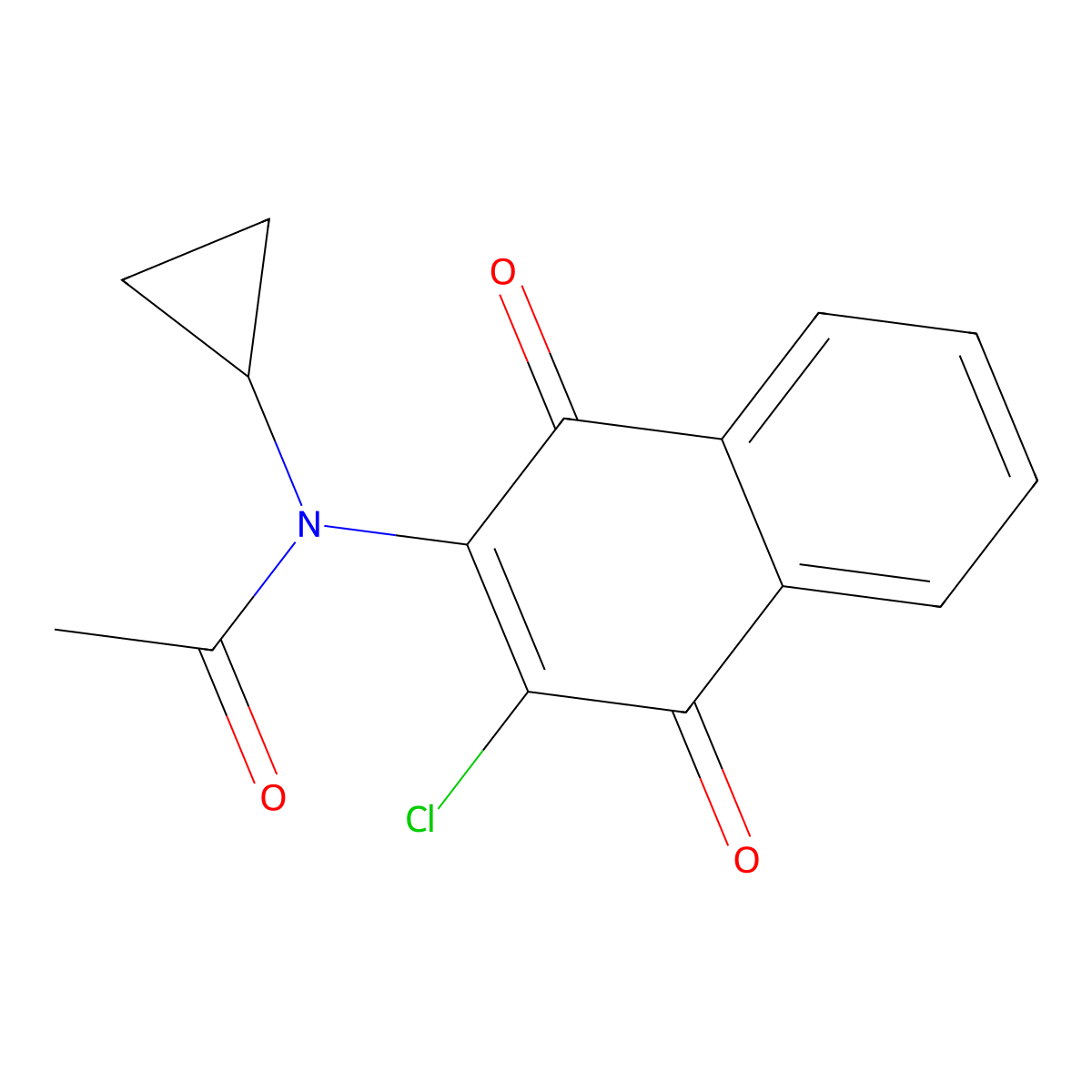 N-(3-chloro-1,4-dioxonaphthalen-2-yl)-N-cyclopropylacetamide molecular structure, CAS 42200-73-7