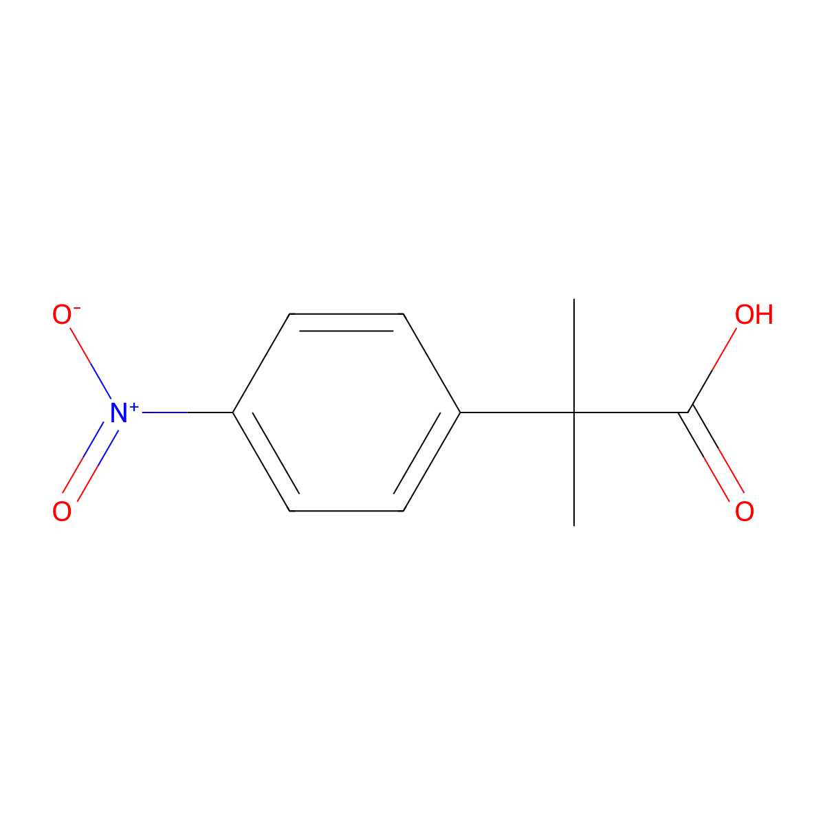 2-Methyl-2-(4-nitrophenyl)propanoic acid molecular structure, CAS 42206-47-3