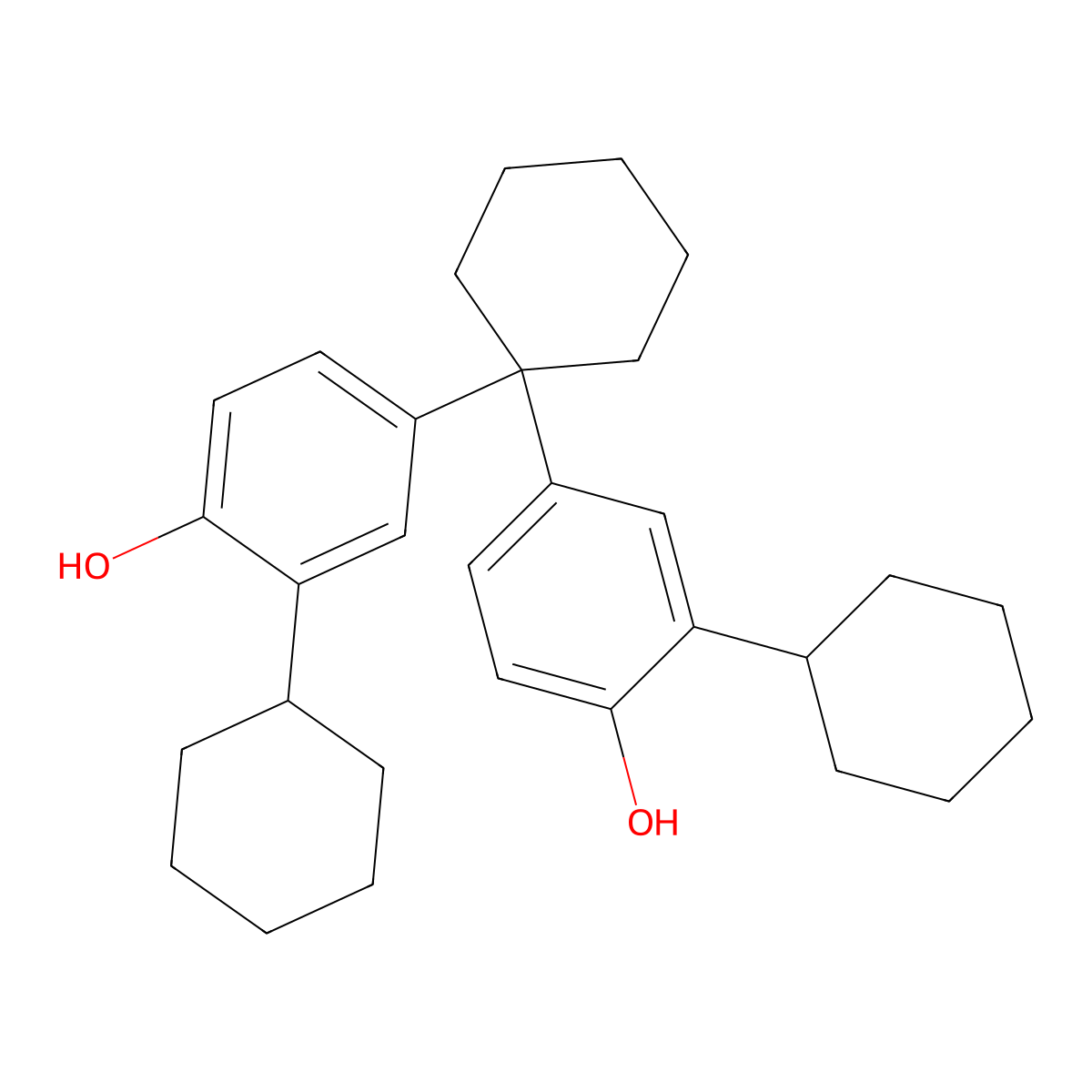 1,1-Bis(3-cyclohexyl-4-hydroxyphenyl)cyclohexane molecular structure, CAS 4221-68-5