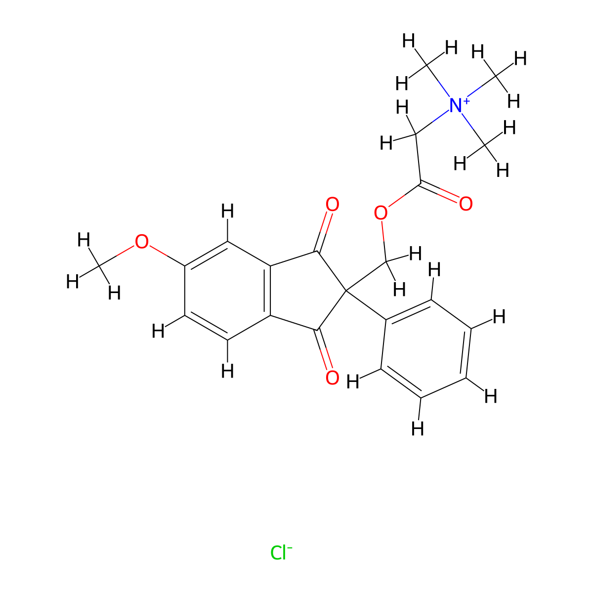 Ammonium, carboxymethyltrimethyl-, chloride ester with 2-hydroxymethyl-5-methoxy-2-phenyl-1,3-indandione molecular structure, CAS 42223-02-9
