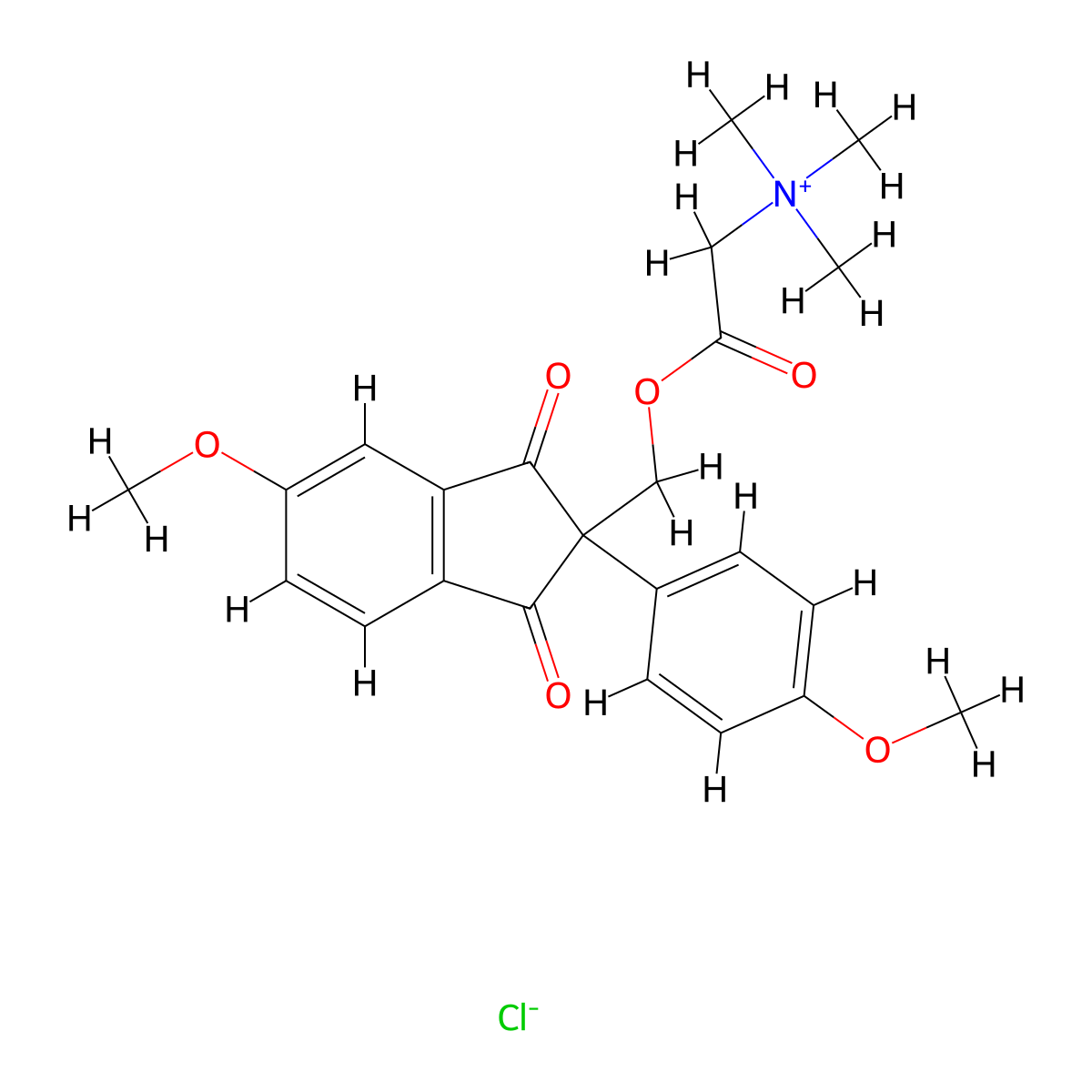 Ammonium, carboxymethyltrimethyl-, chloride ester with 2-hydroxymethyl-5-methoxy-2-(p-methoxyphenyl)-1,3-indandione molecular structure, CAS 42223-03-0